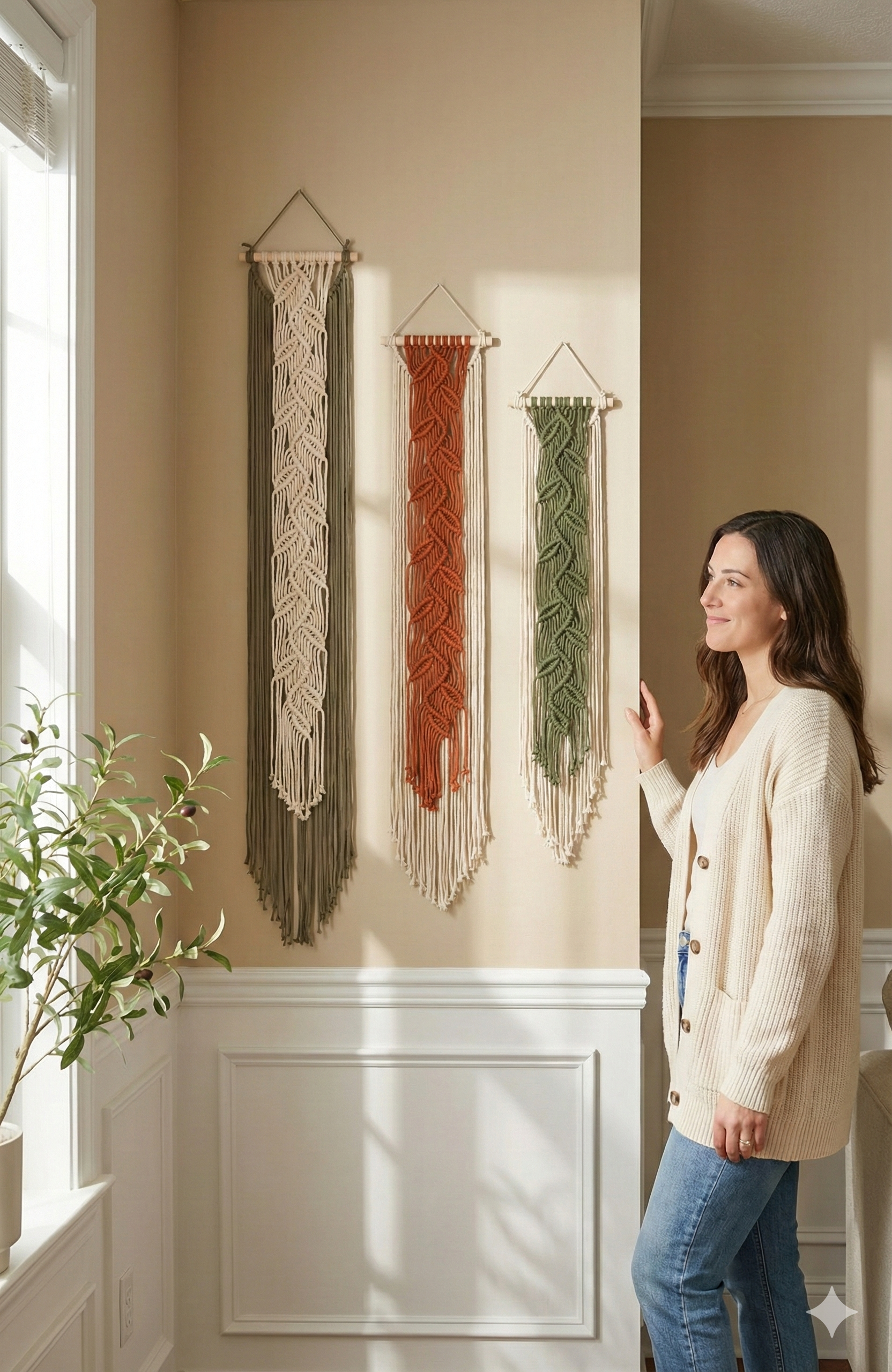 Macrame Leaf Wall Hanging Macrame for Boho and Minimal Decor V22