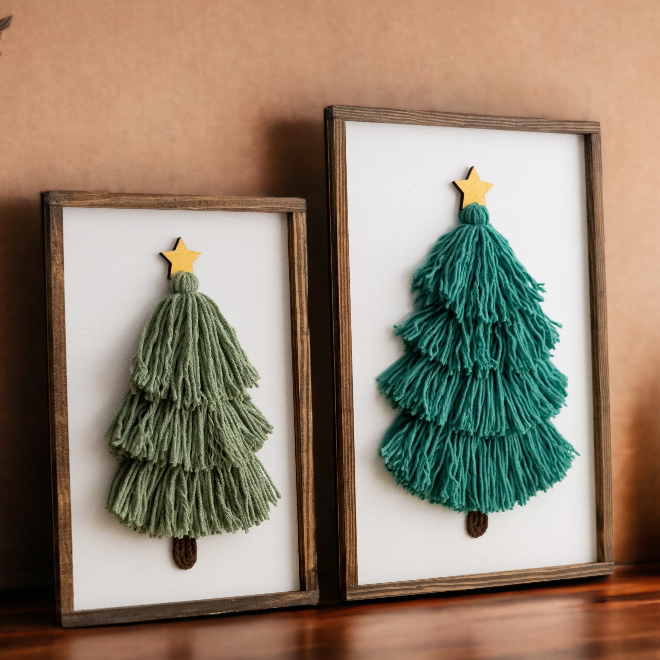 Framed Macrame Christmas Tree – Yarn Decor for Holiday Table V23