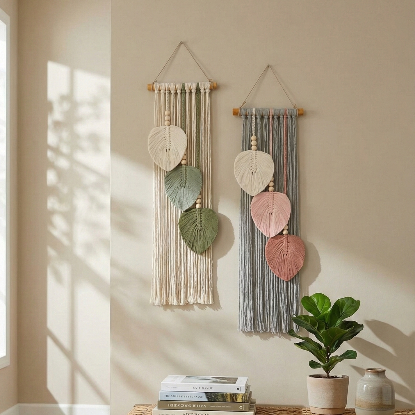 Macrame Leaves Wall Hanging macrame for wall decor and boho style V24