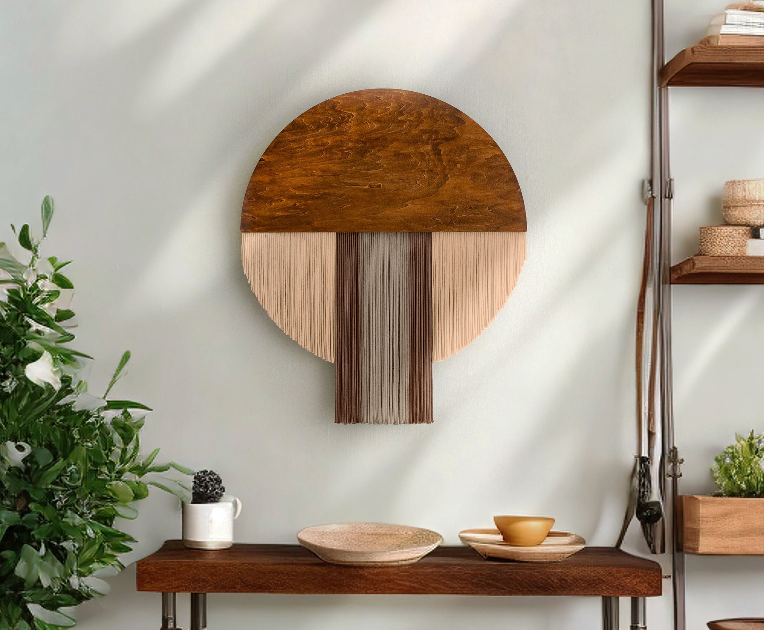 The Bloom Wall Hanging – Boho Cotton Fiber Art in Green V60