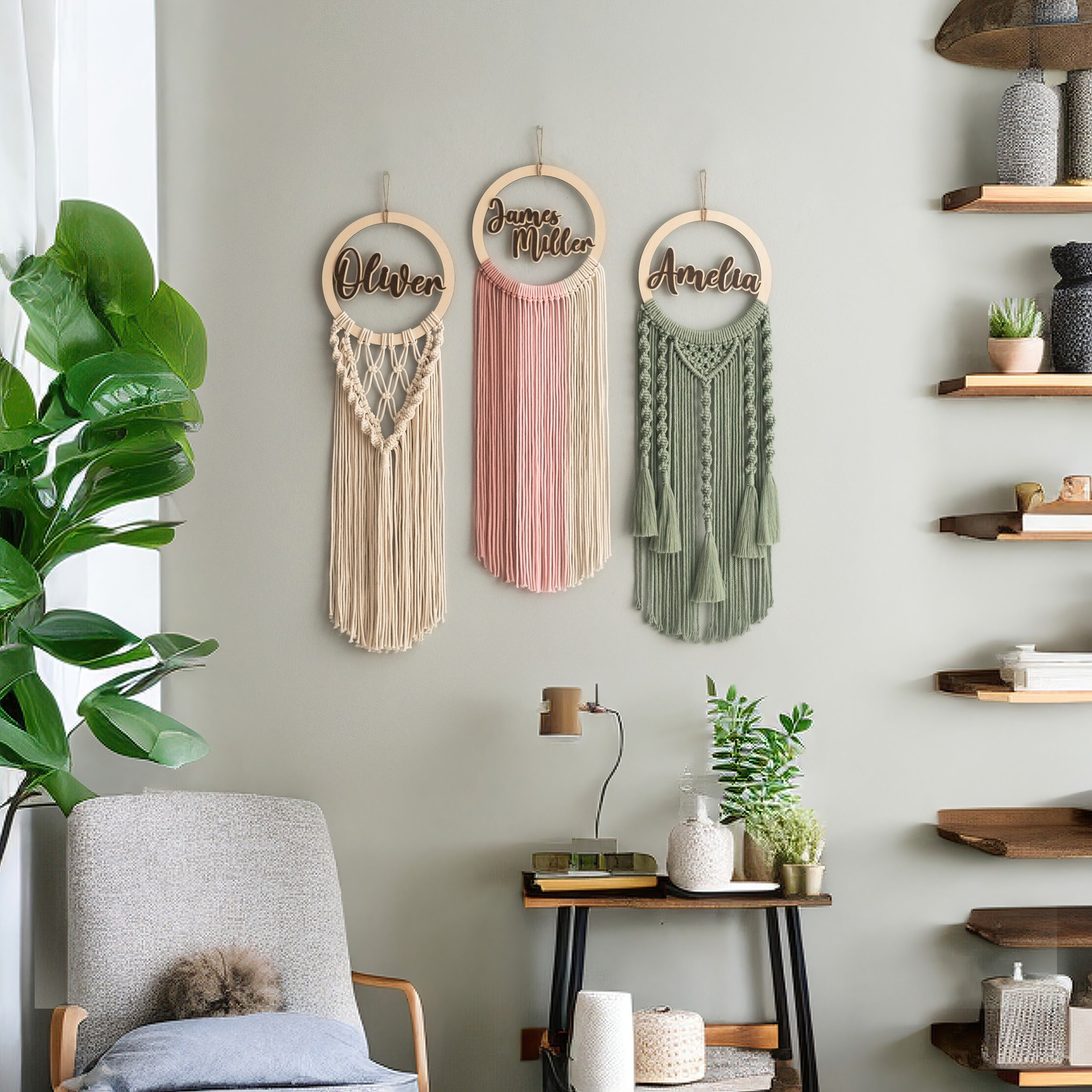Personalized Name Sign Macrame Wall Hanging for Baby Nursery Decor V94