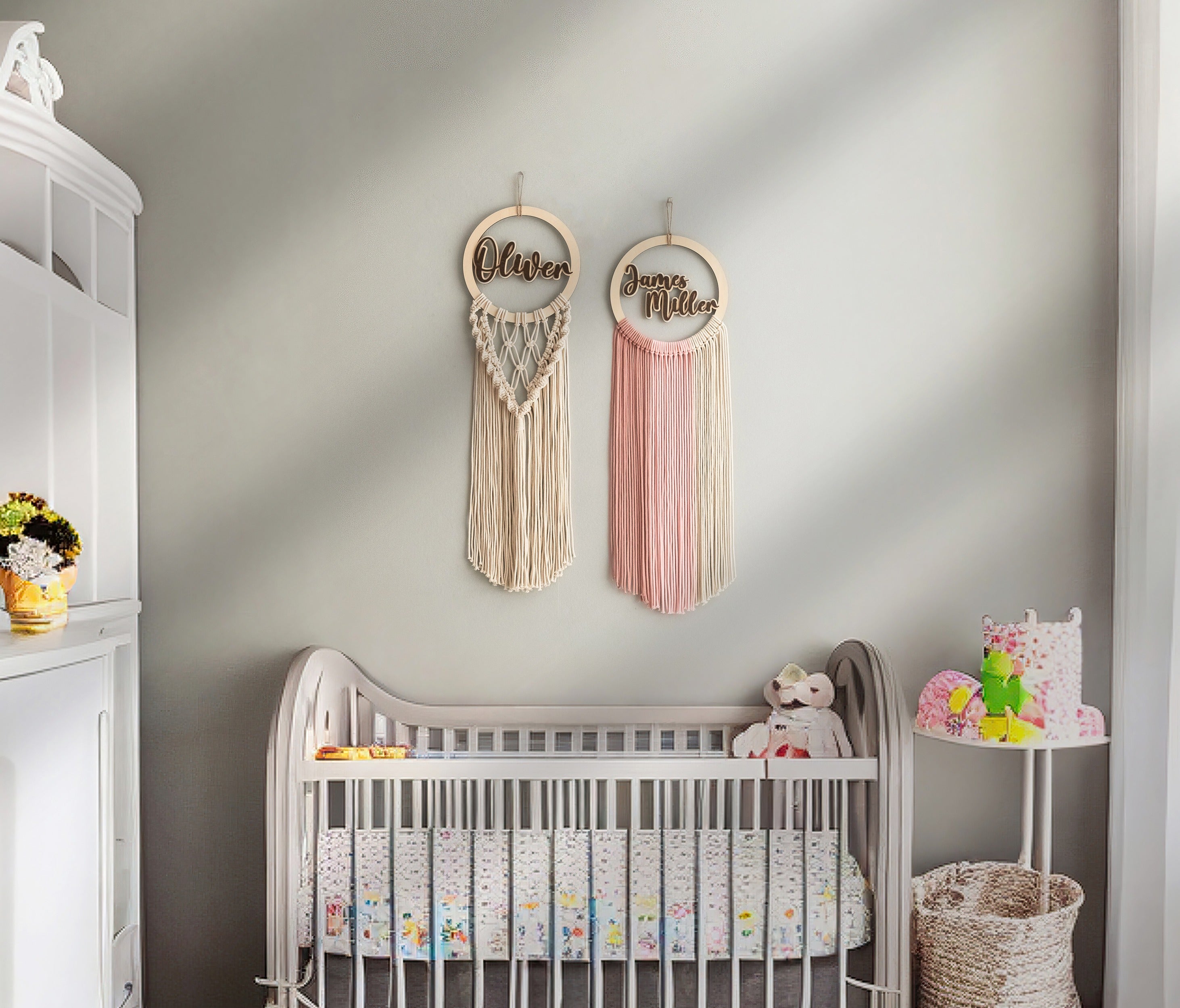 Personalized Name Sign Macrame Wall Hanging for Baby Nursery Decor V94