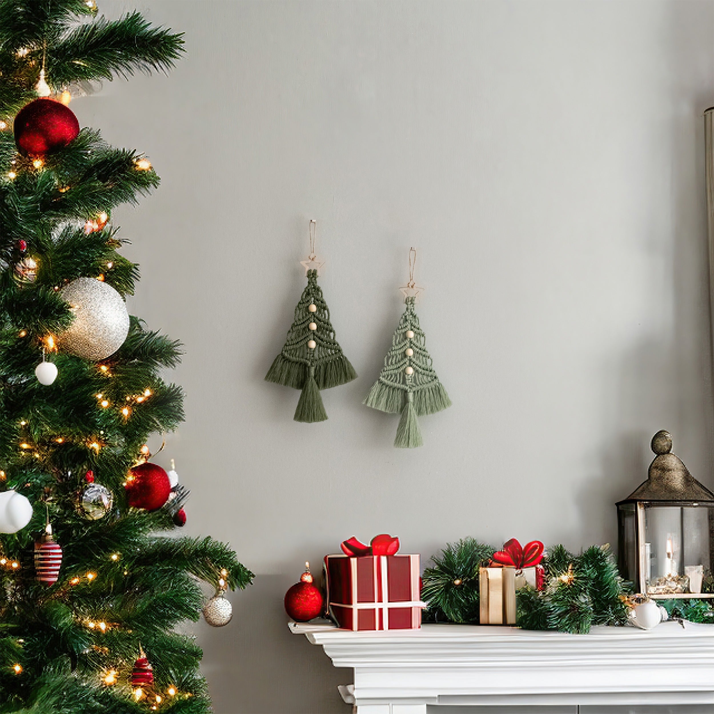 Macrame Christmas Tree Wall Hanging for Festive Holiday Decor