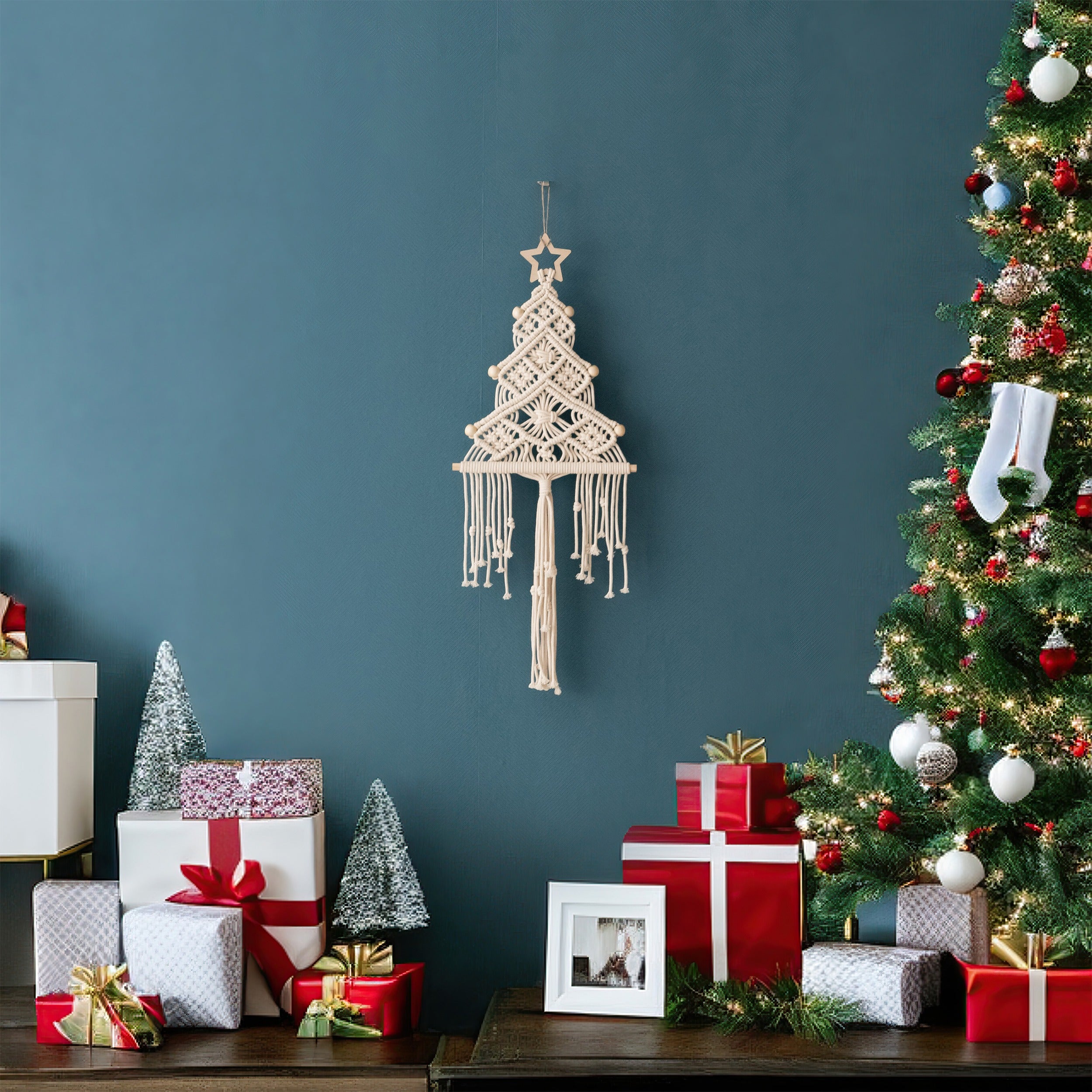 Macrame Christmas Tree Wall Hanging – Boho Holiday Cotton Decor X32