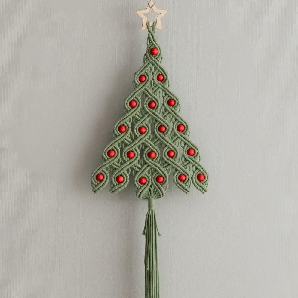 Macrame Christmas Tree Wall Hanging – Boho Holiday Wall Decor X52