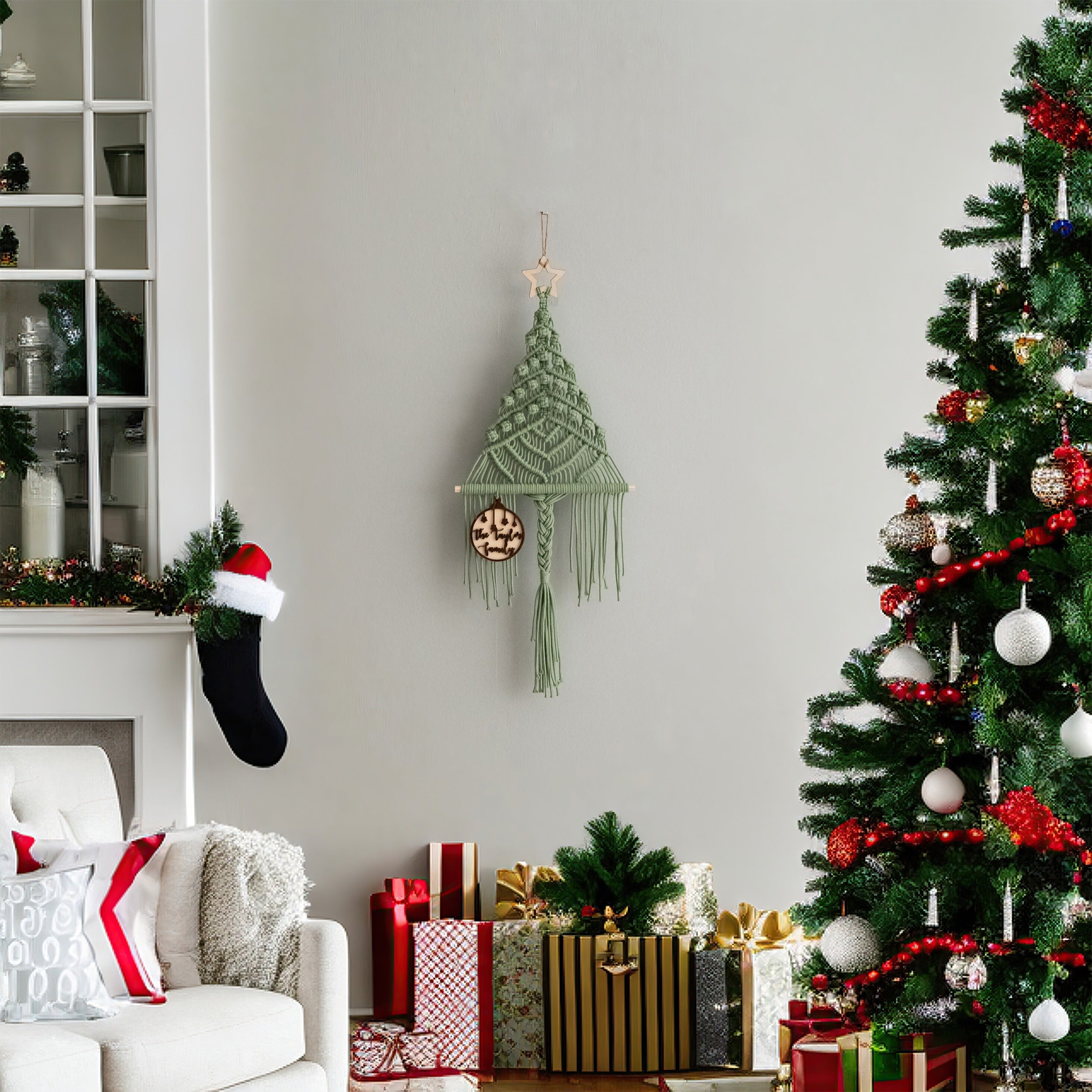Braided Macrame Christmas Tree – Personalized Boho Wall Hanging X61