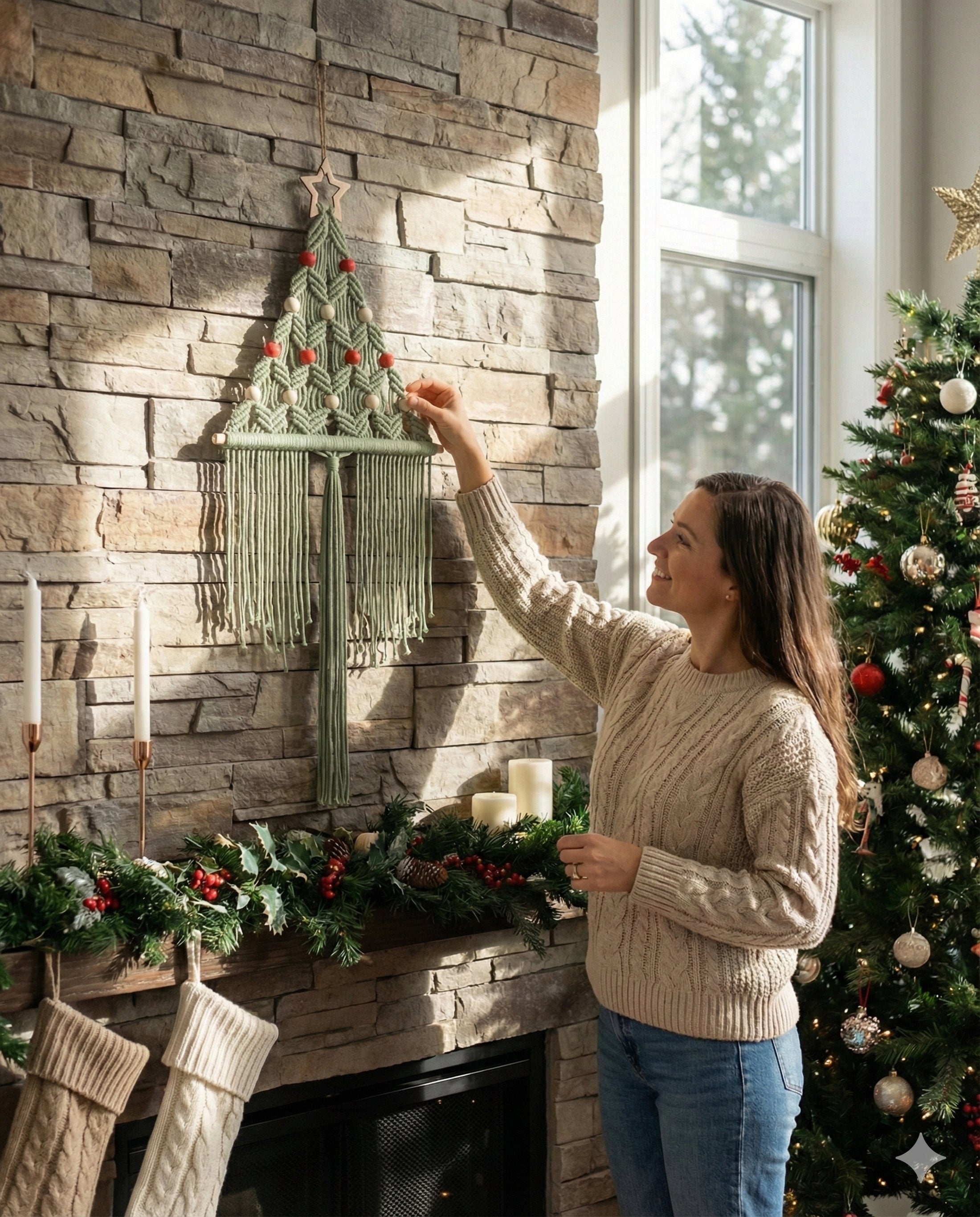 Macrame Christmas Tree Macrame for Christmas Wall Decor and Boho Style X64