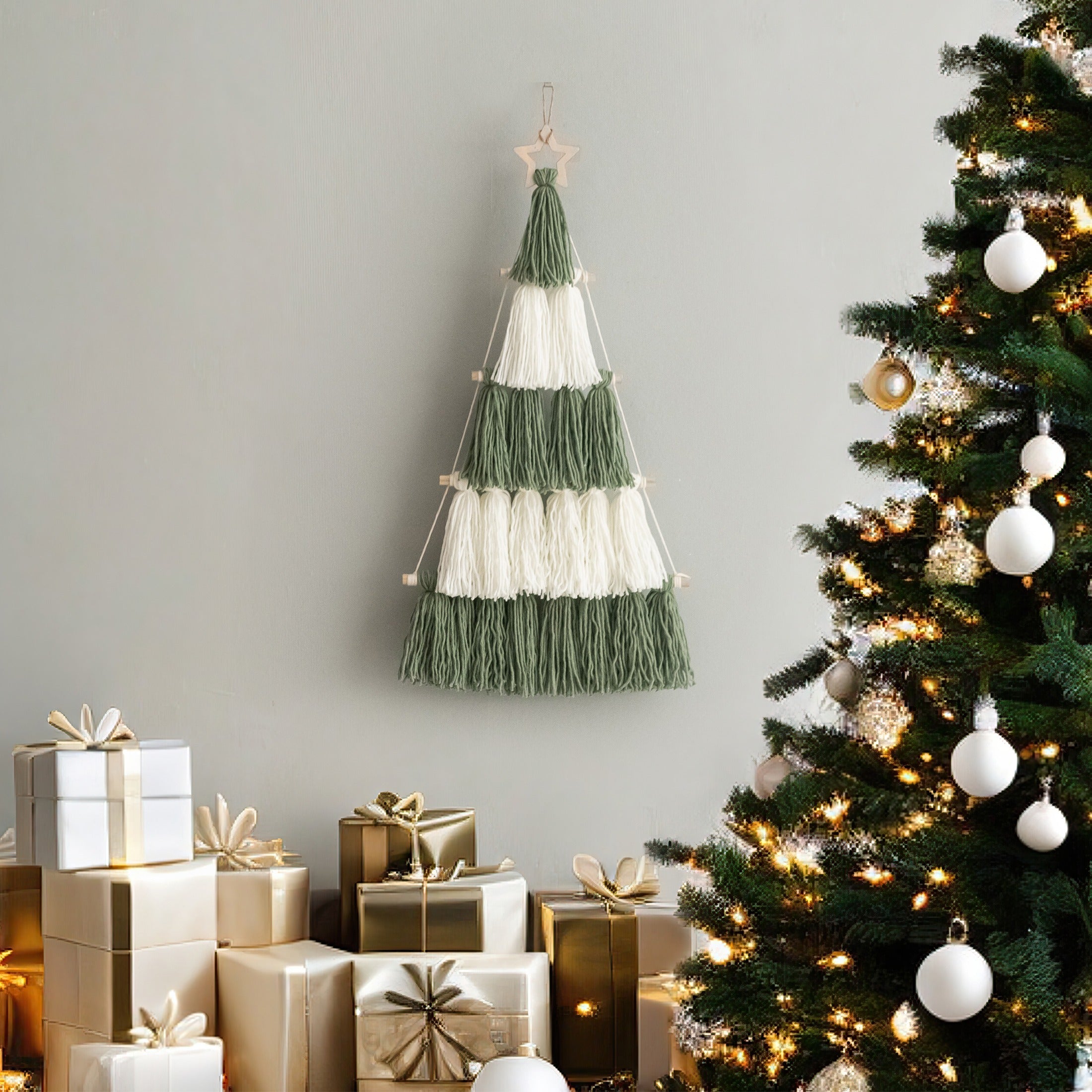 Macrame Christmas Tree macrame for Christmas Wall Decor and Boho Style X67