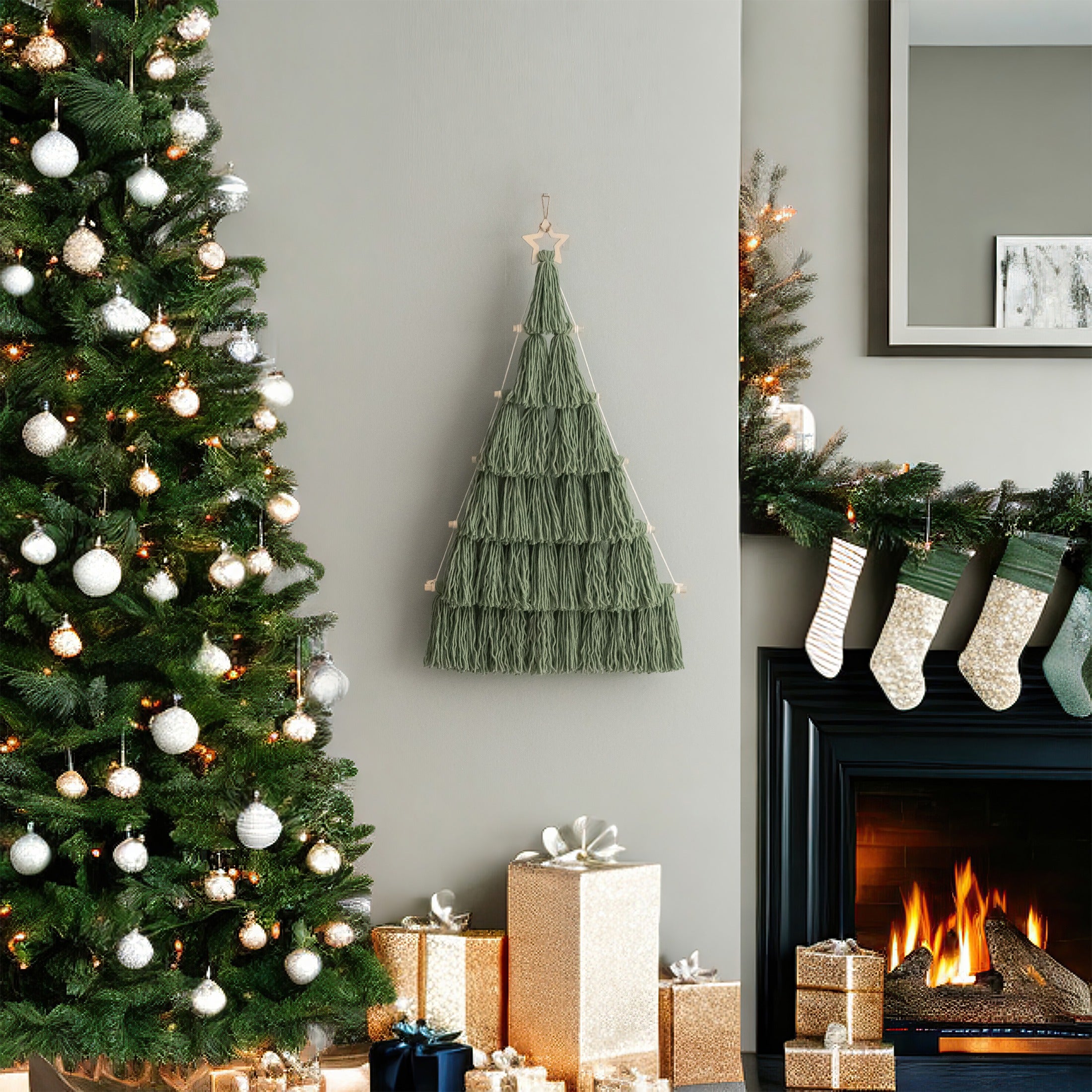 Macrame Christmas Tree macrame for Christmas Wall Decor and Boho Style X67