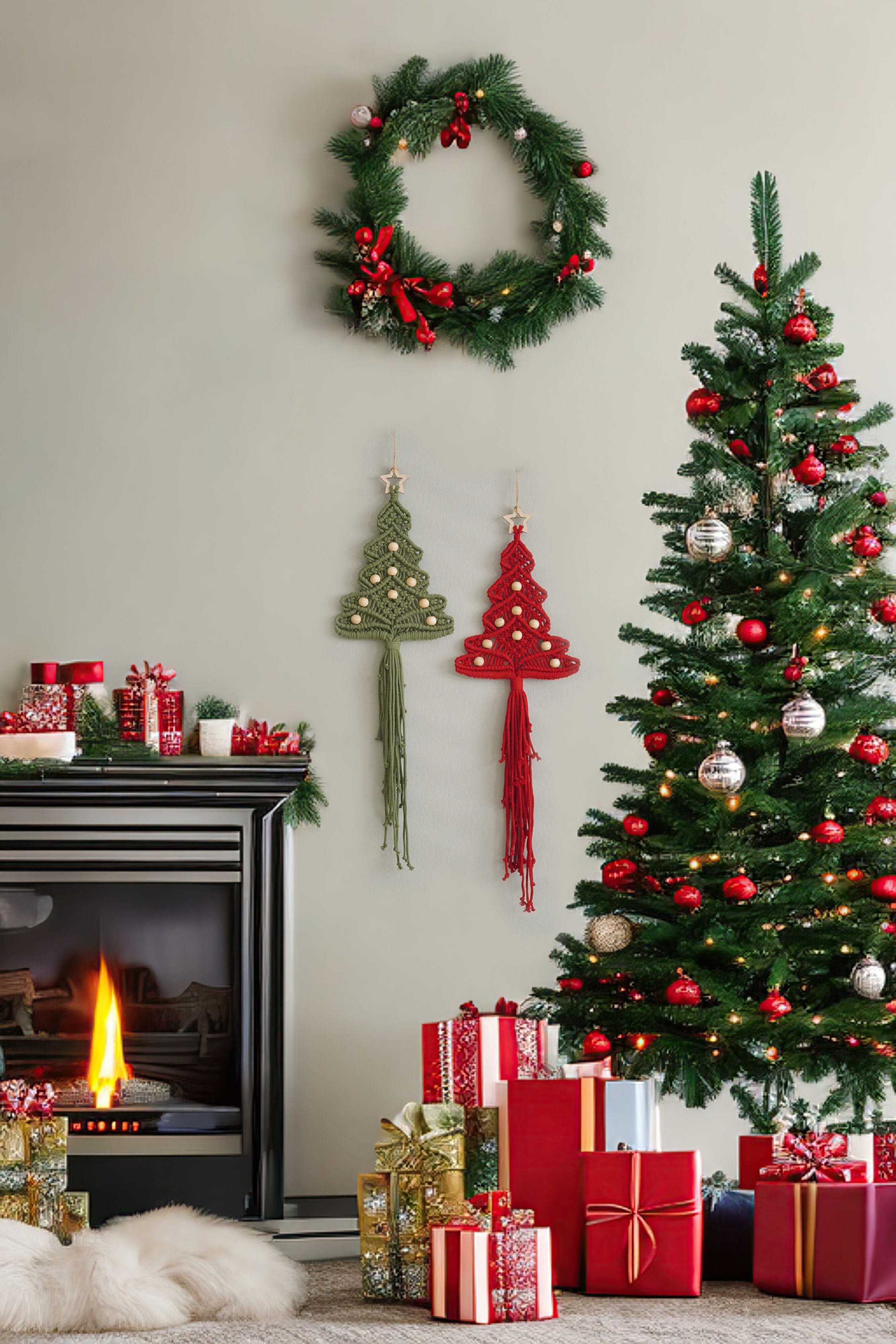 DIY Macrame Christmas Tree Kit – Cotton Cord Holiday Craft K55