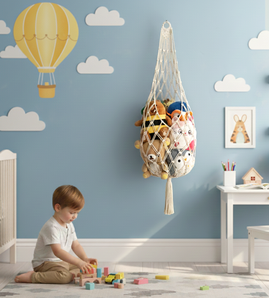 Macrame Toy Storage Hammock macrame cord for Toy Hammock Net I95