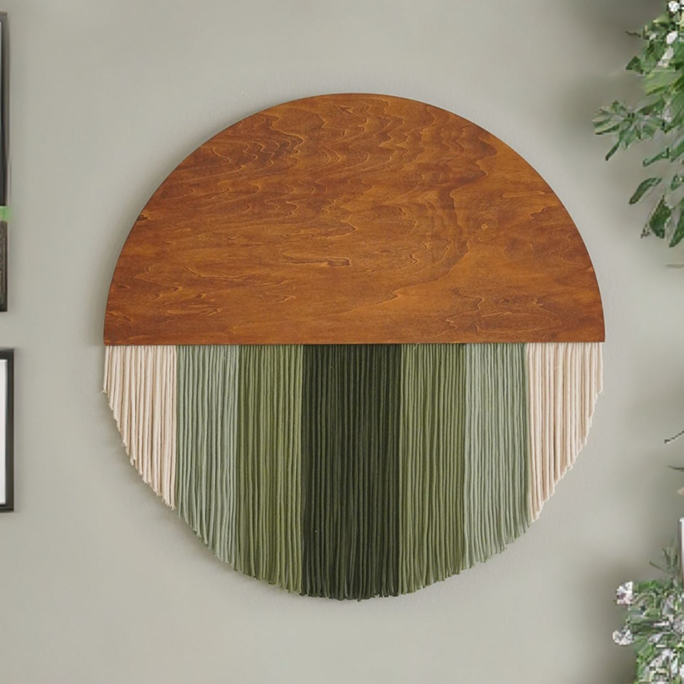 Lunar Memory Wall Hanging – Boho Green Cotton Wall Art V07