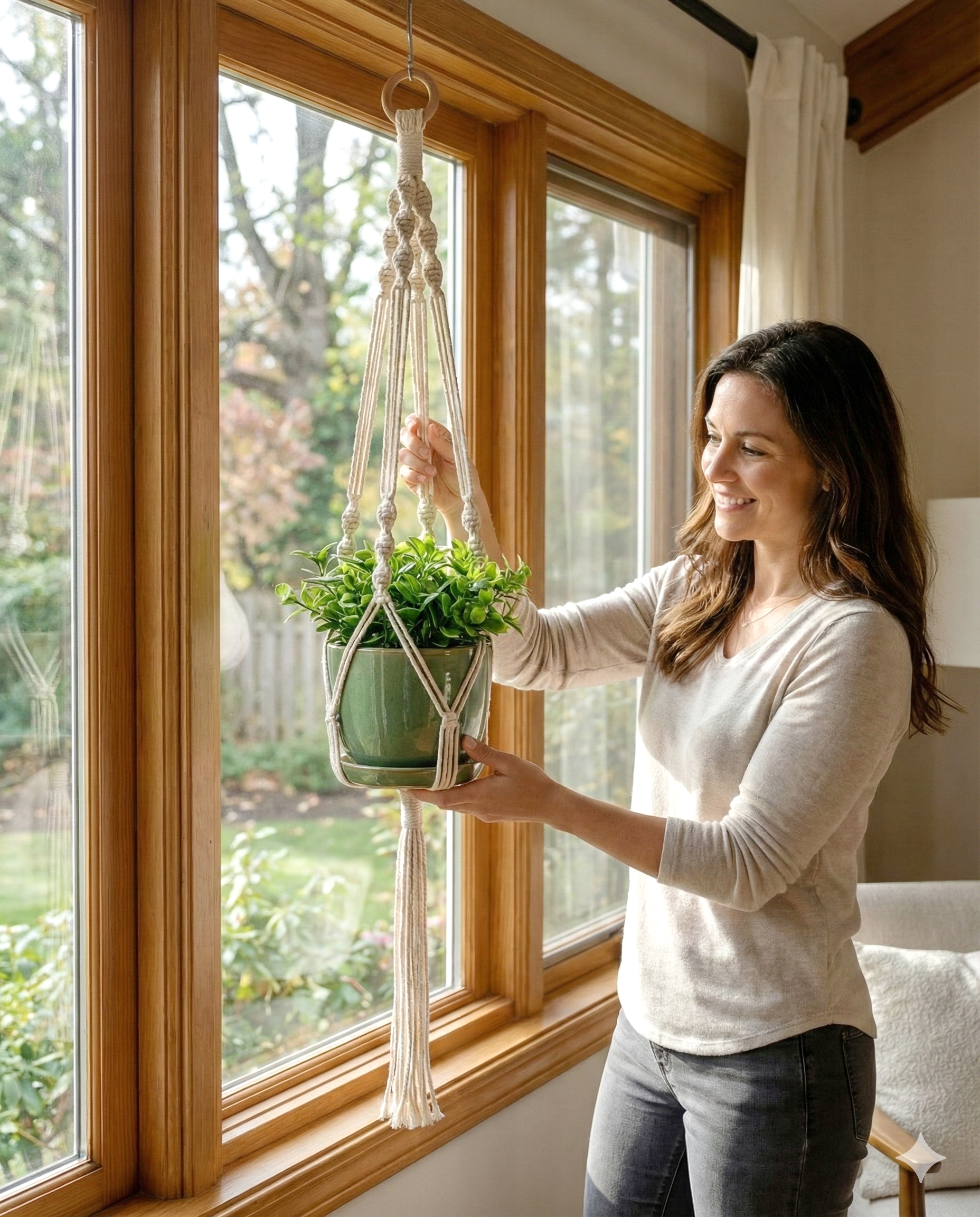 Macrame Plant Hanger – Cotton Cord Hanging Plant Holder P03