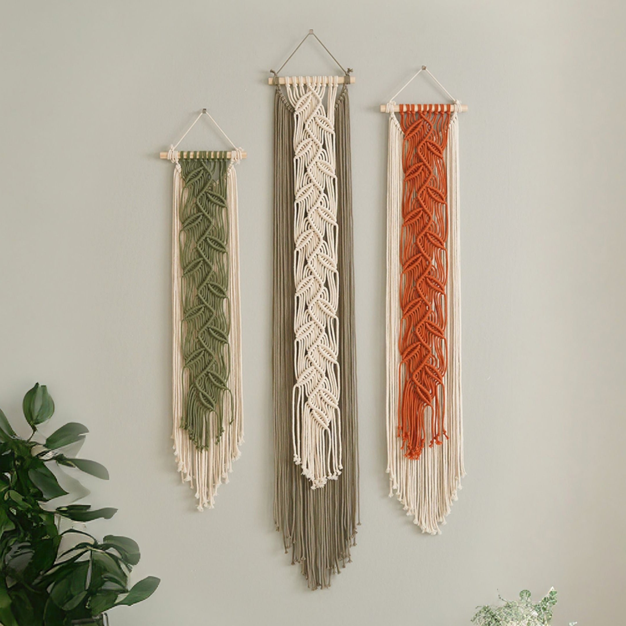 Macrame Vine Leaf Wall Hanging for Boho Home Decor