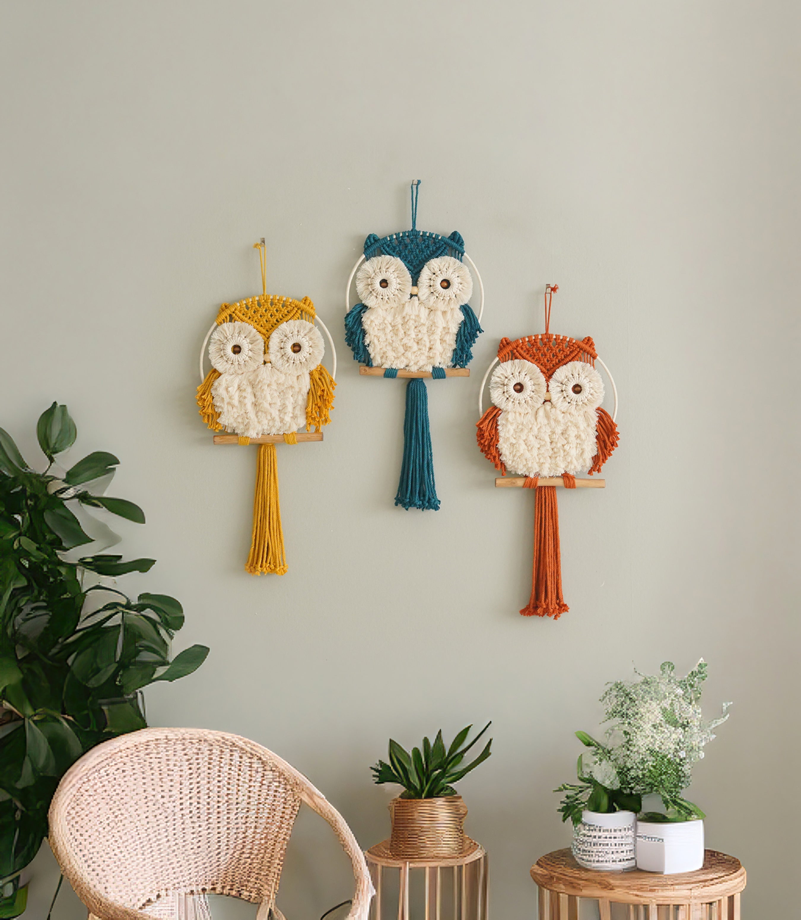 Macrame Owl Wall Hanging macrame cord for Owl Wall Decor and Boho Style W69
