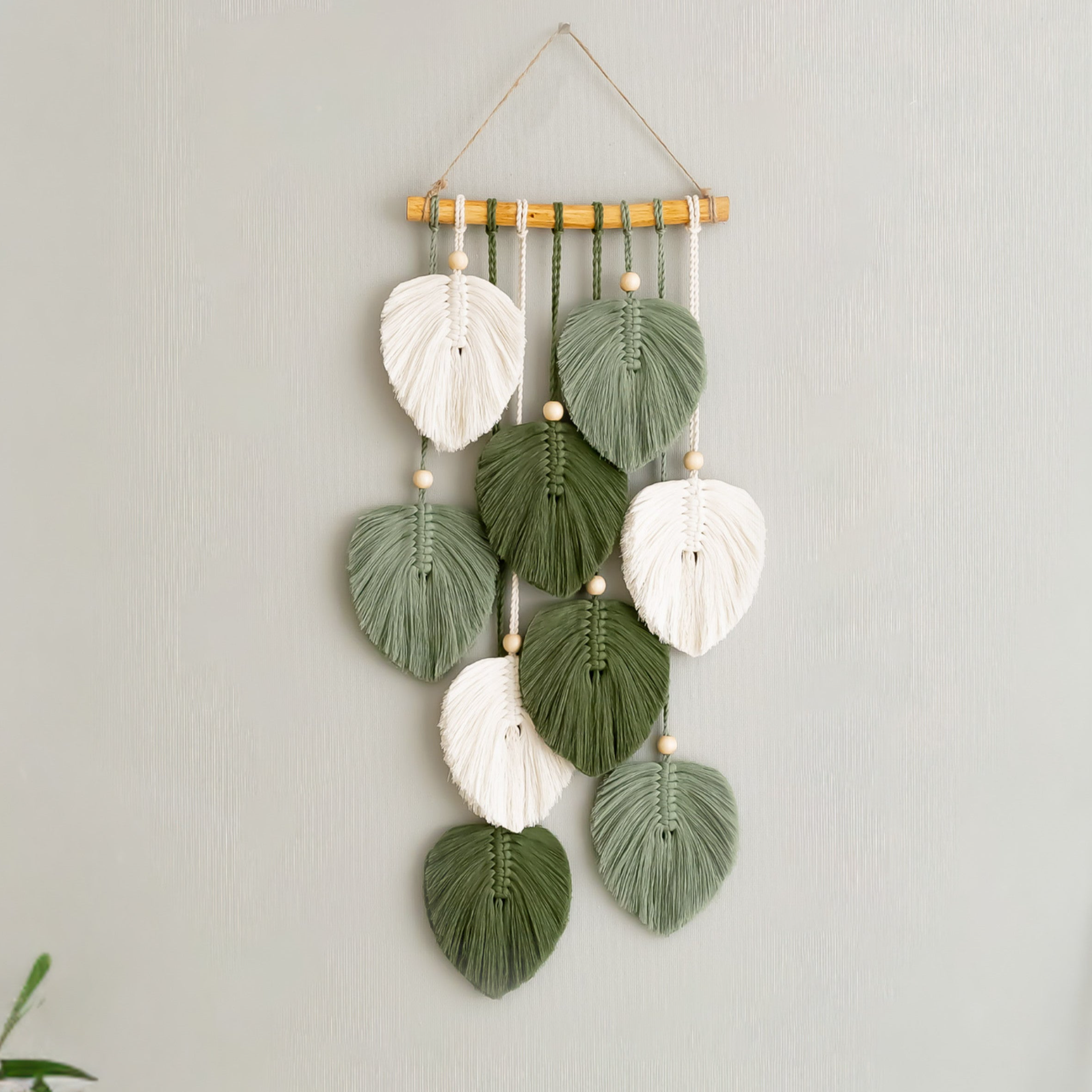 Green Leaves Wall Hanging For Boho Botanical Home Decor