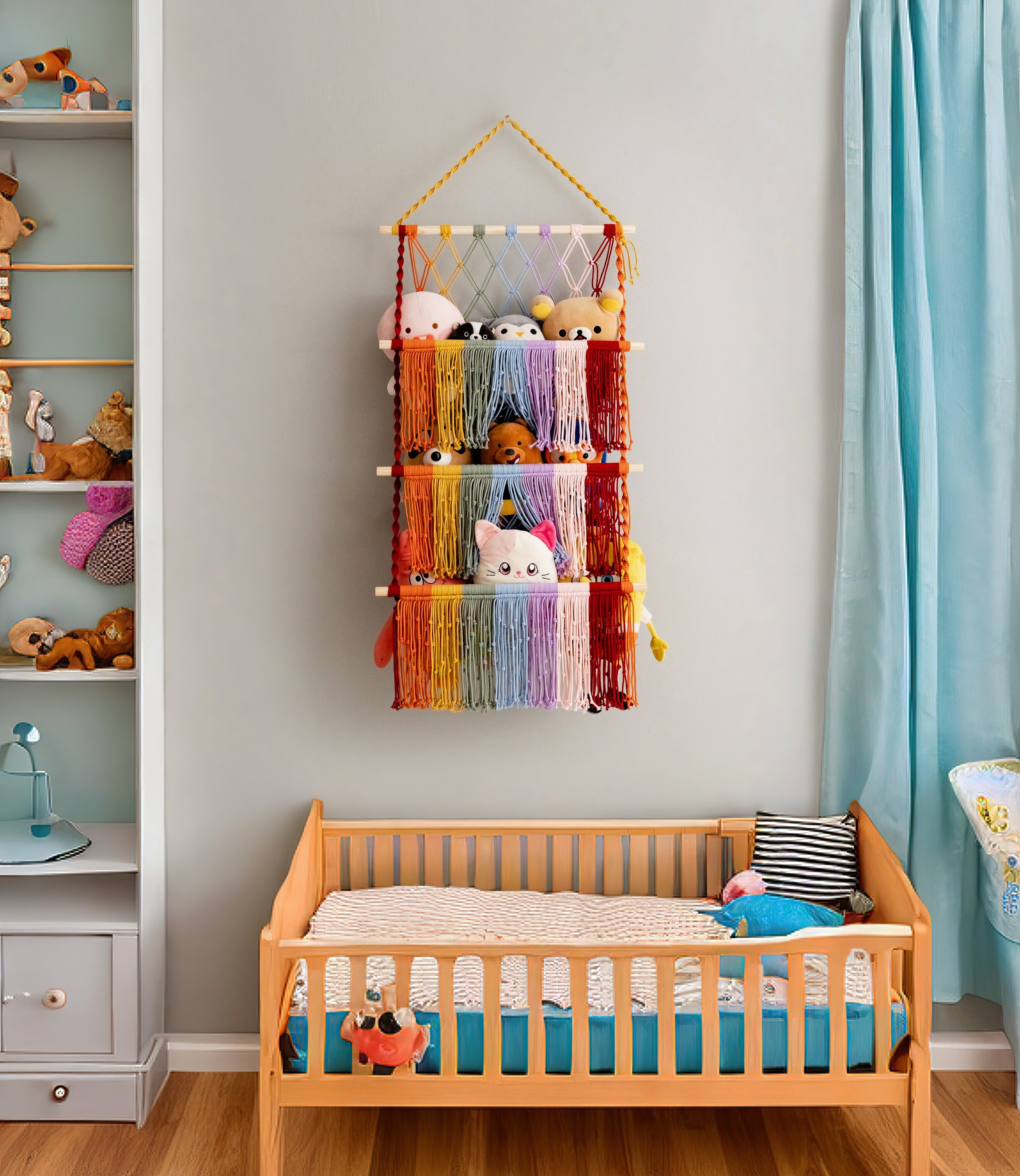 Macrame Toy Hammock For Boho Nursery Storage Solution