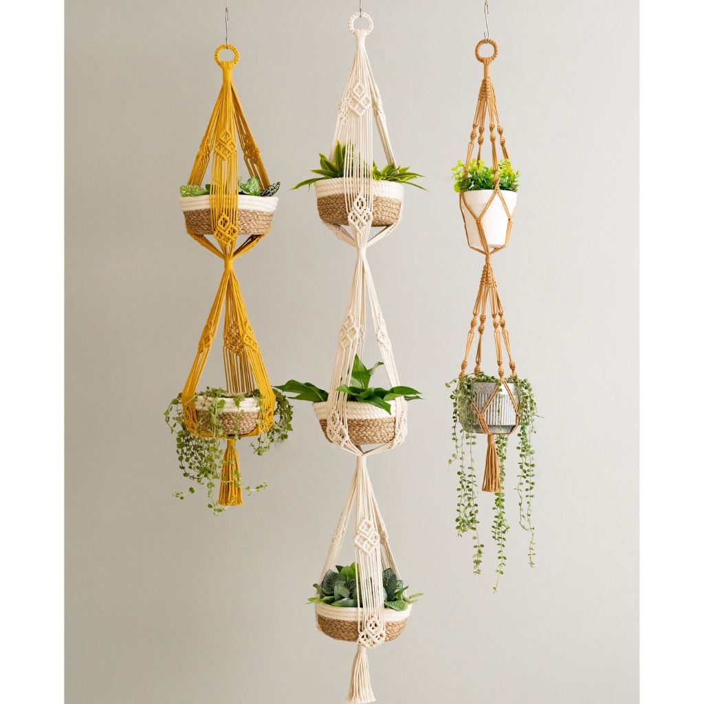 Chic Two-Tier Macrame Plant Hanger for Elegant Home and Balcony Decoration