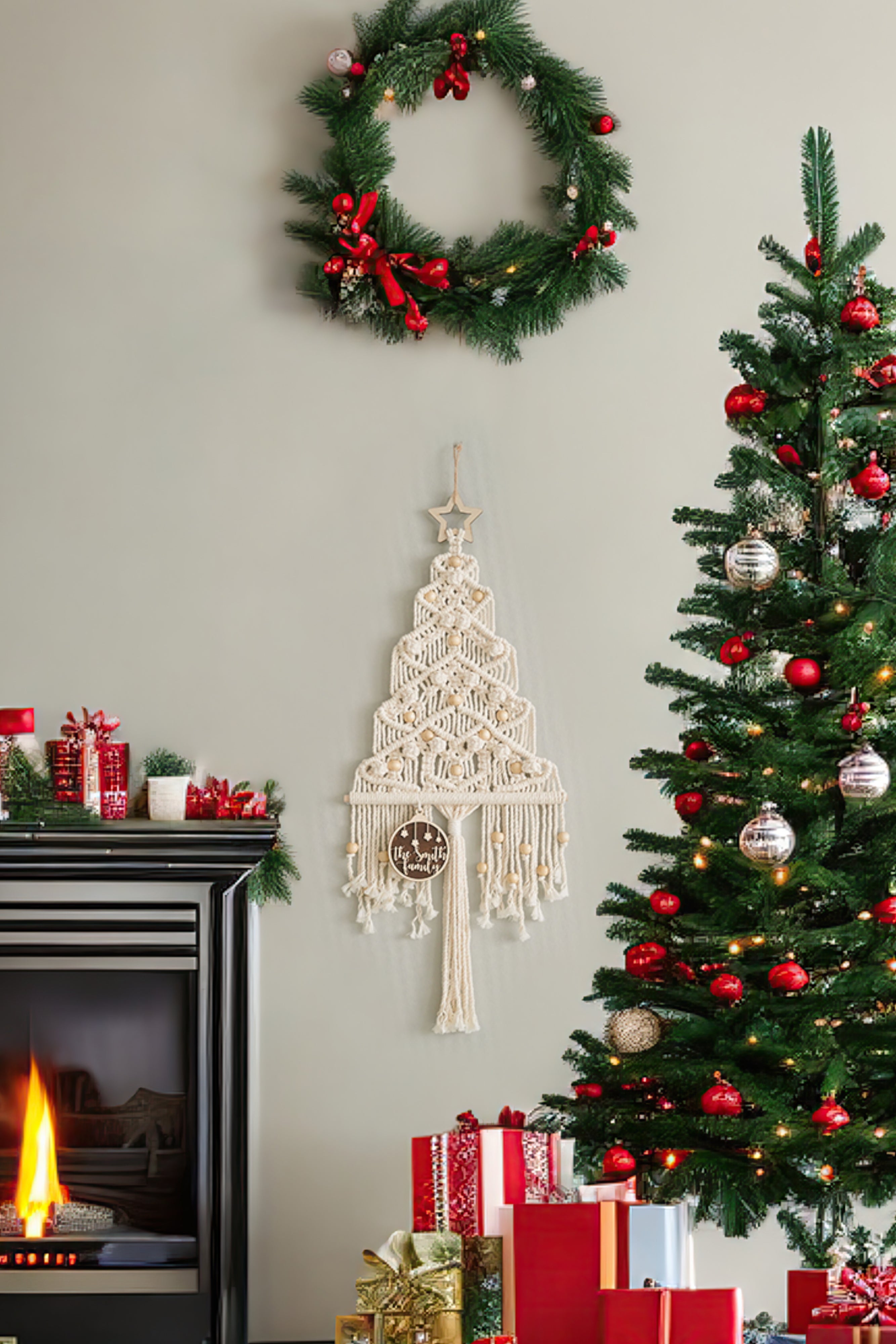 Macrame Christmas Tree Wall Hanging for Christmas Wall Decor X30