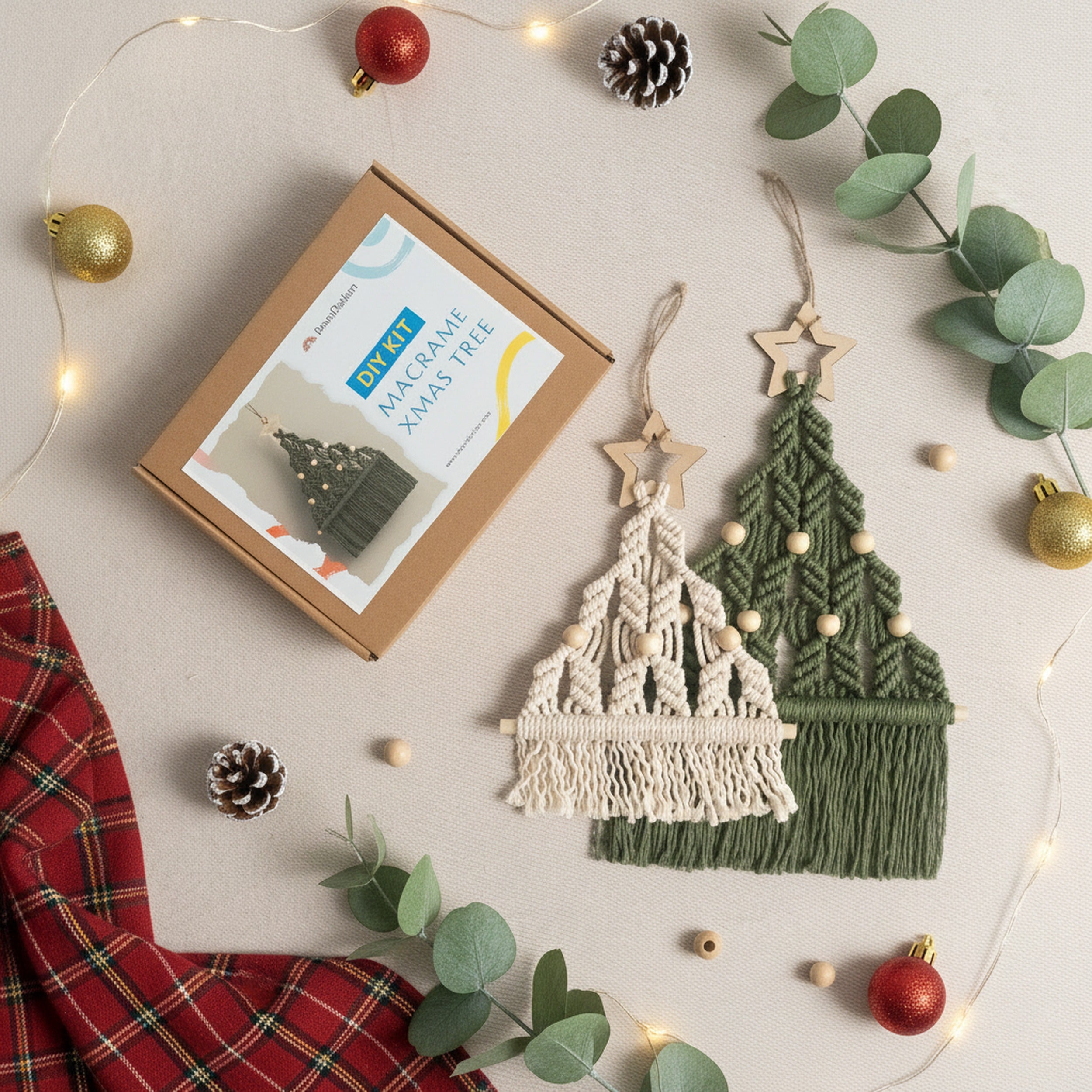 Christmas DIY Wall Decor – Cotton Macrame Tree Kit with Wood Beads K20