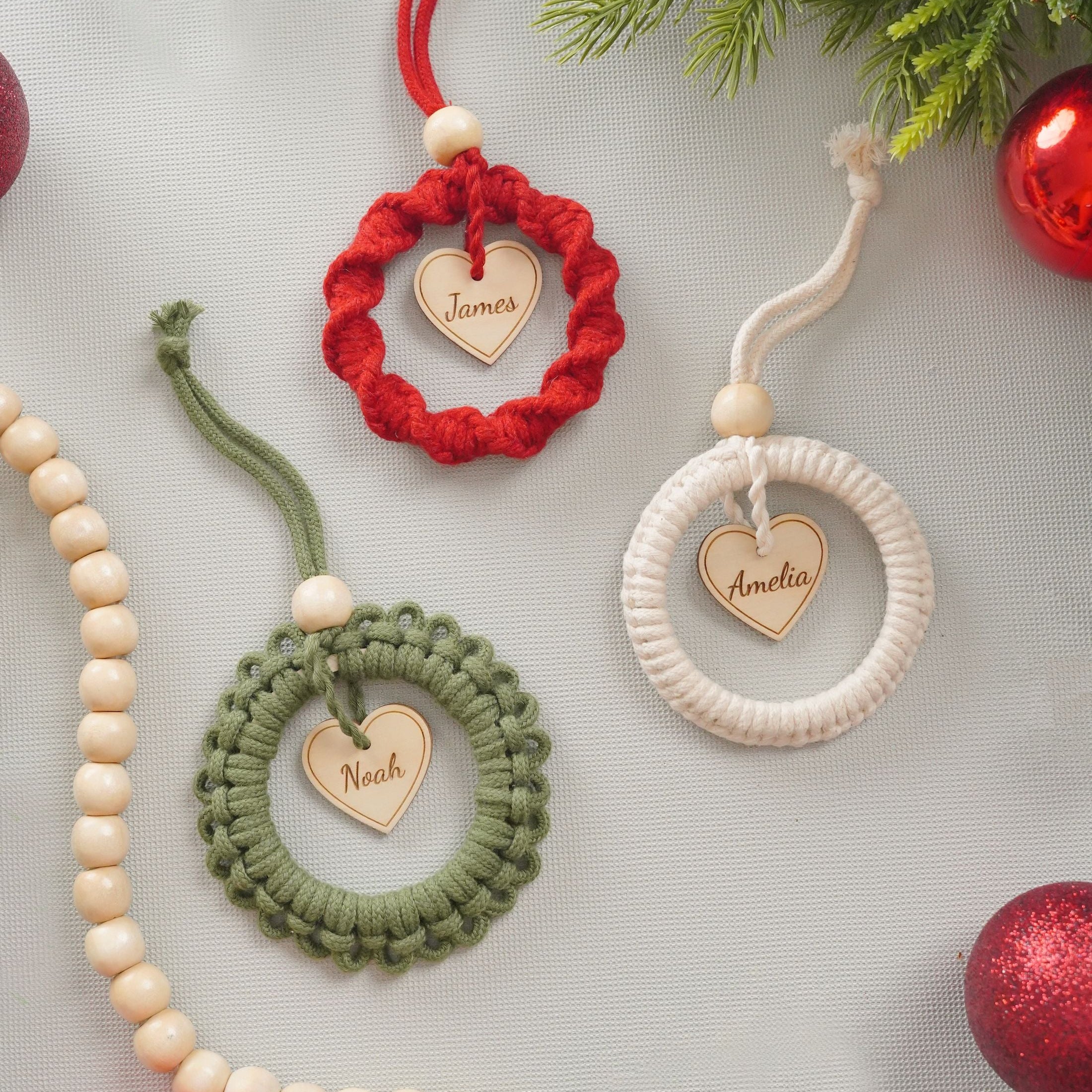 Macrame Set of 3 Christmas Wreath Pattern for Handmade Decor P66
