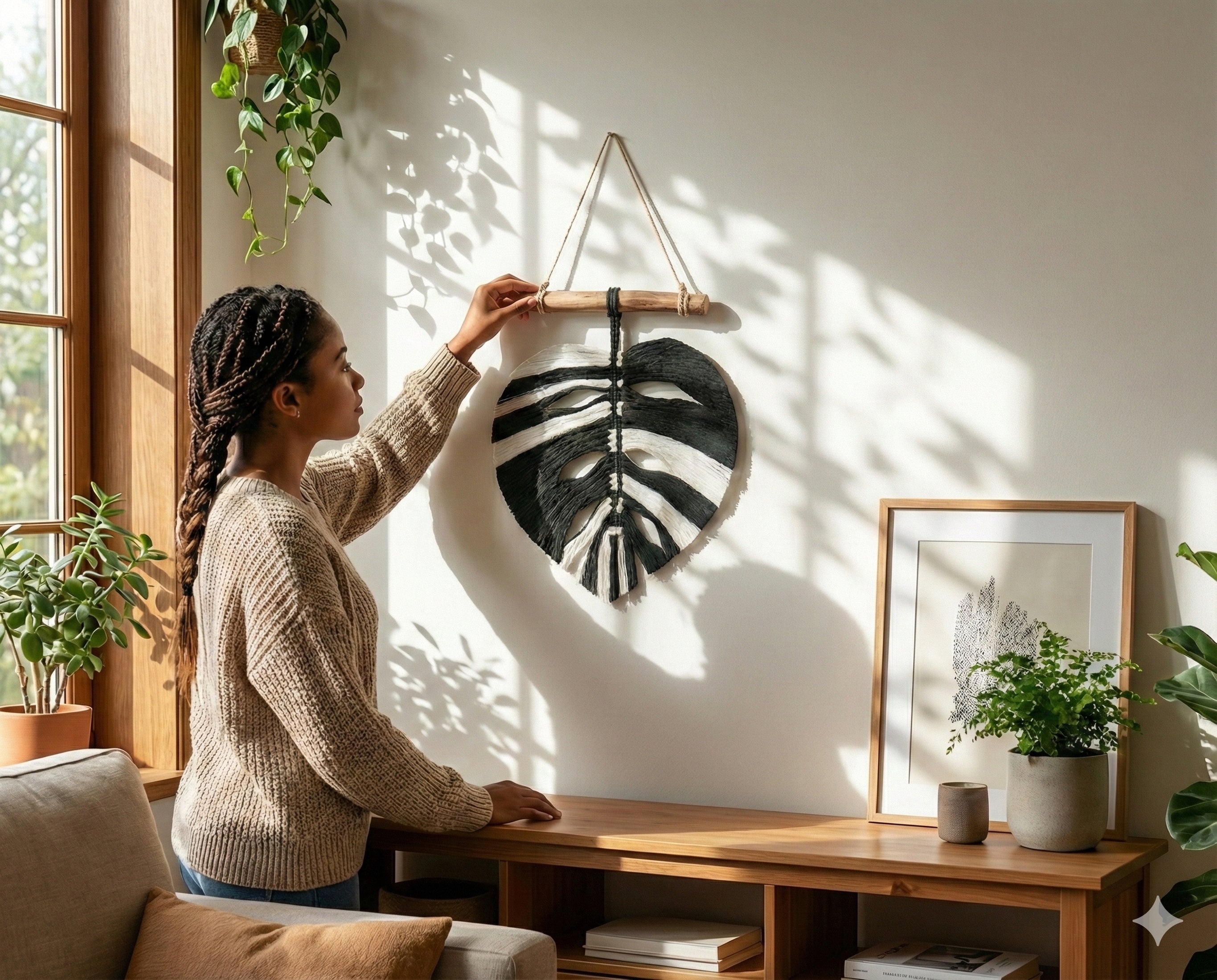 Macrame Leaf Wall Hanging for Wall Hanging Decor and Boho Home L41