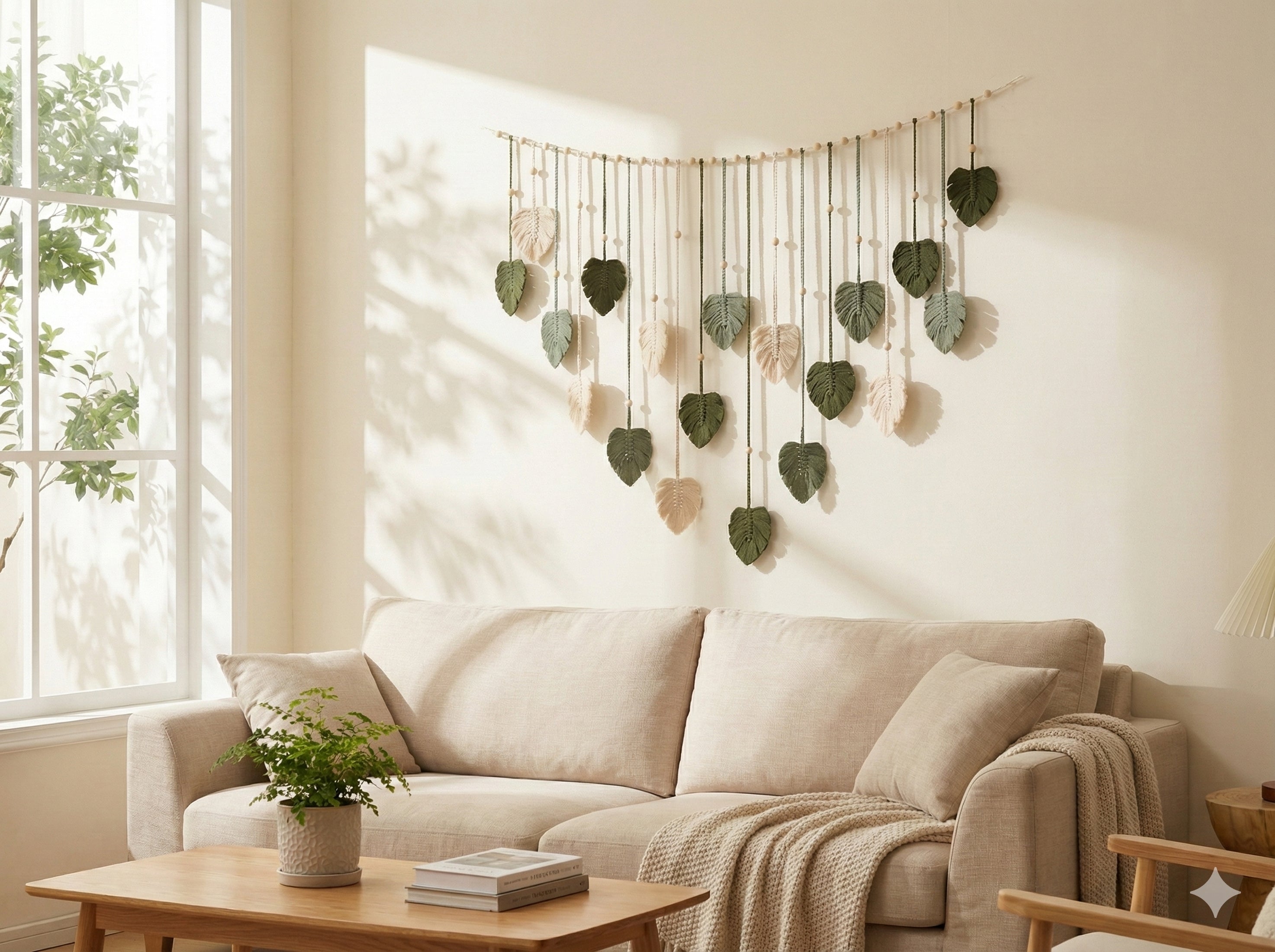 Macrame Leaves Garland macrame cord and Boho Home Decor L09