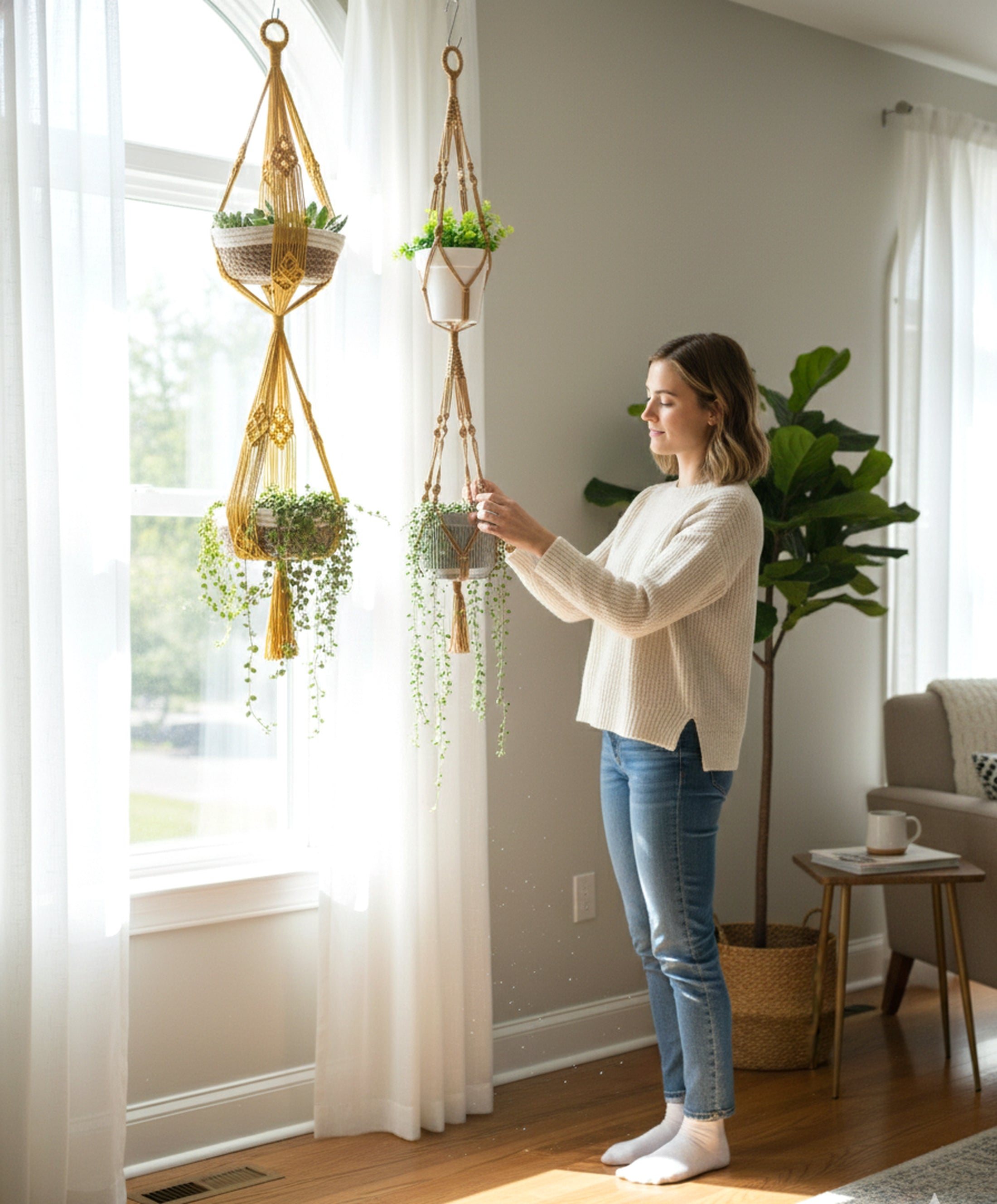 Macrame Plant Hanger for Home Garden Decor I72