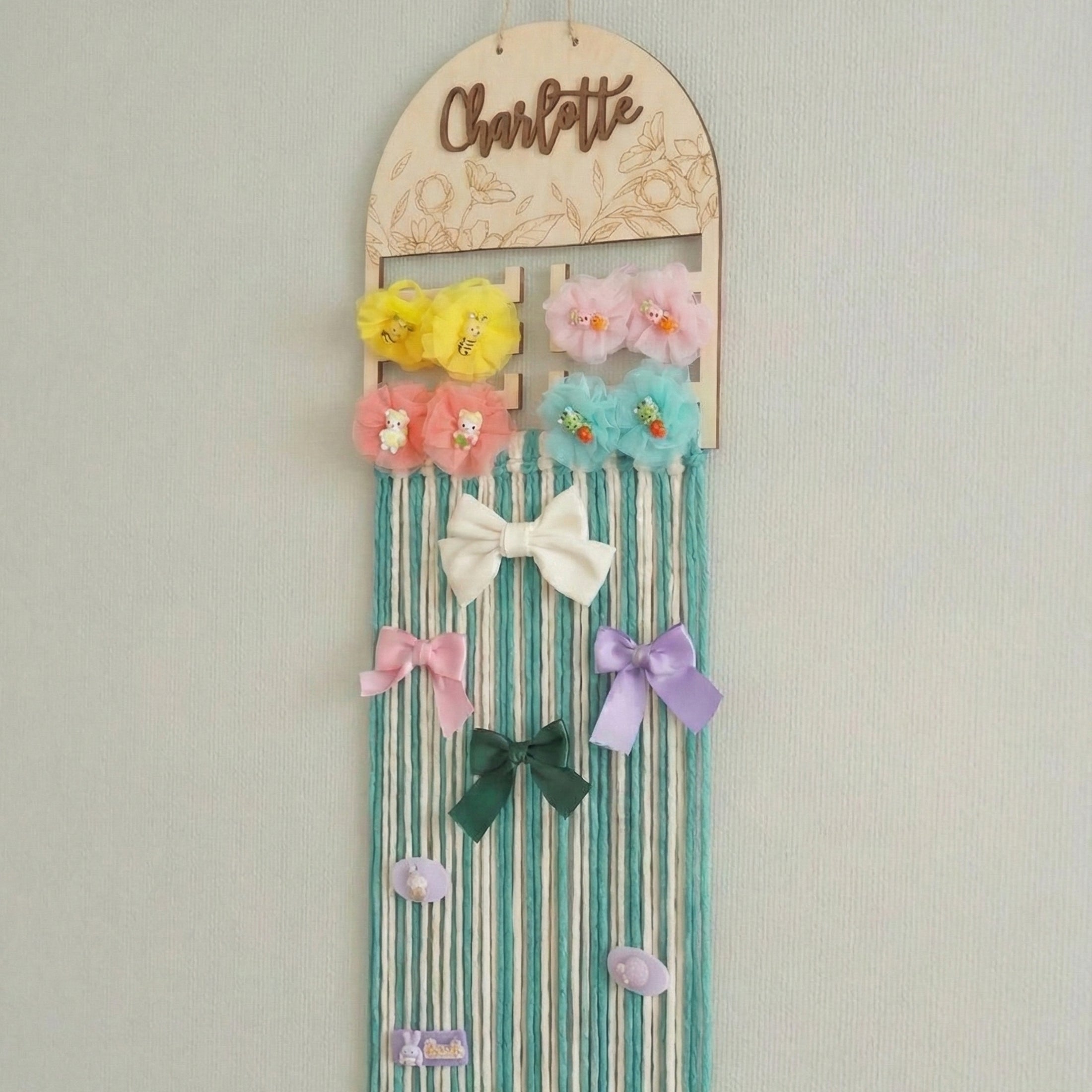 Personalized Macrame Bow Holder for Hair Bows and Girls Room Decor H97