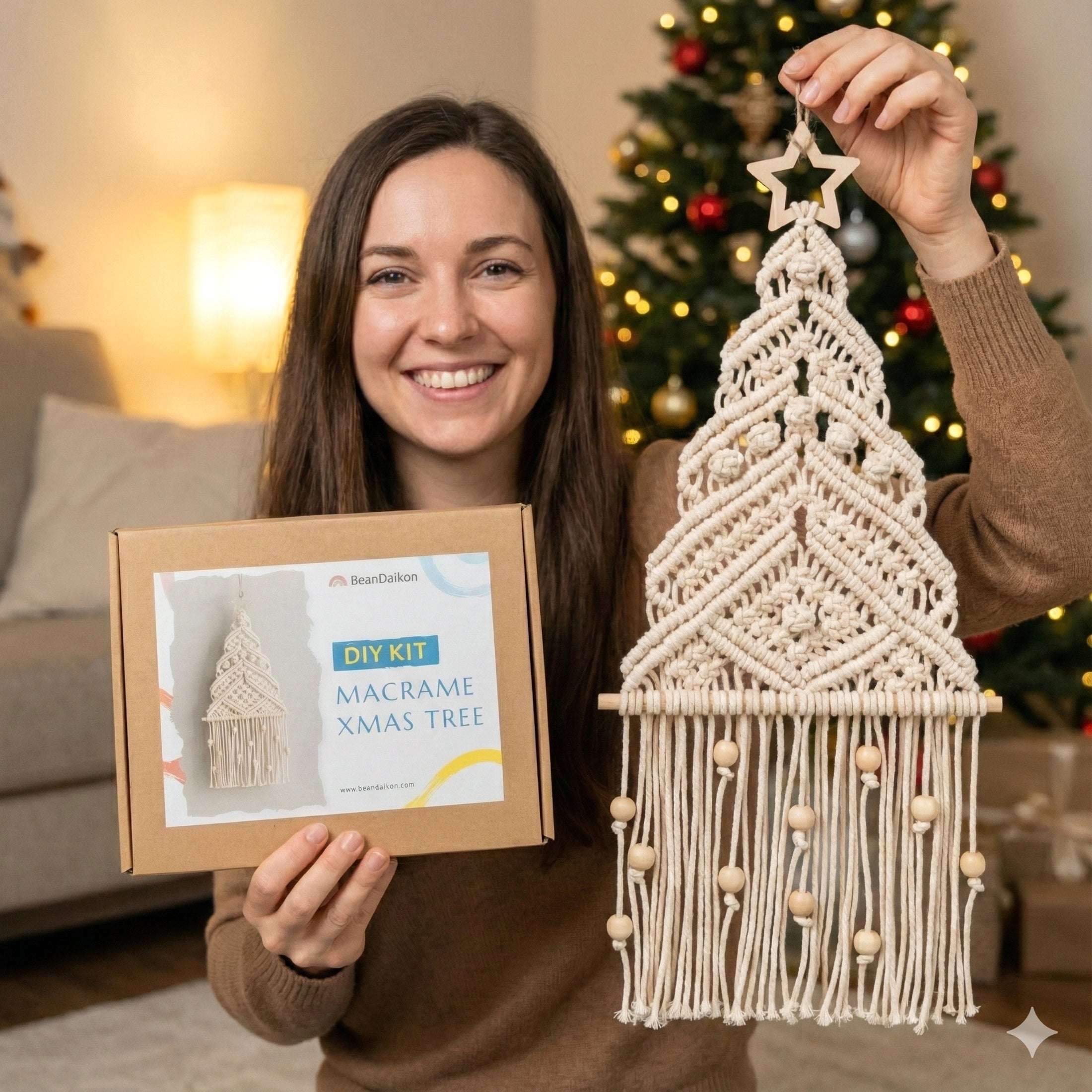DIY Christmas Decorations – Cotton Cord Macrame Christmas Tree Kit K57