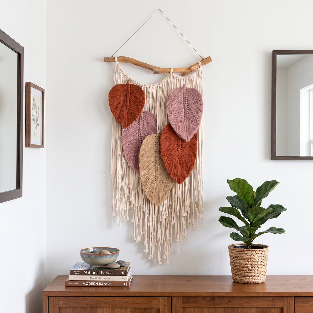 Macrame Leaf Wall Hanging Macrame for Boho Wall Decor L01