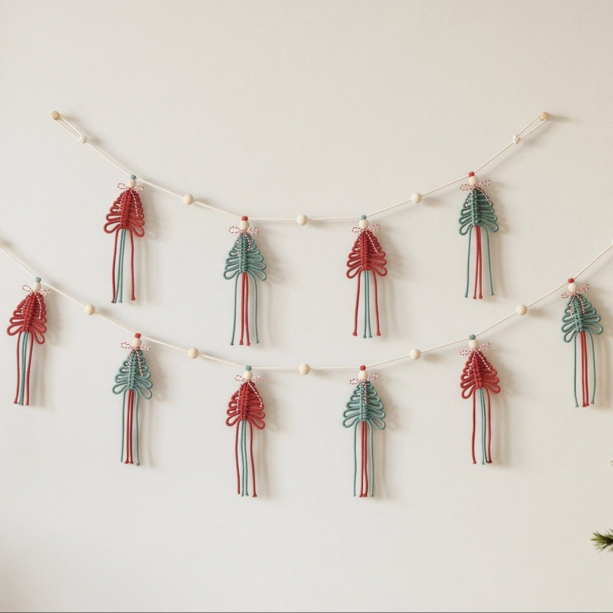 Macrame Christmas Tree Wall Hanging Garland for Mantel Decor X72