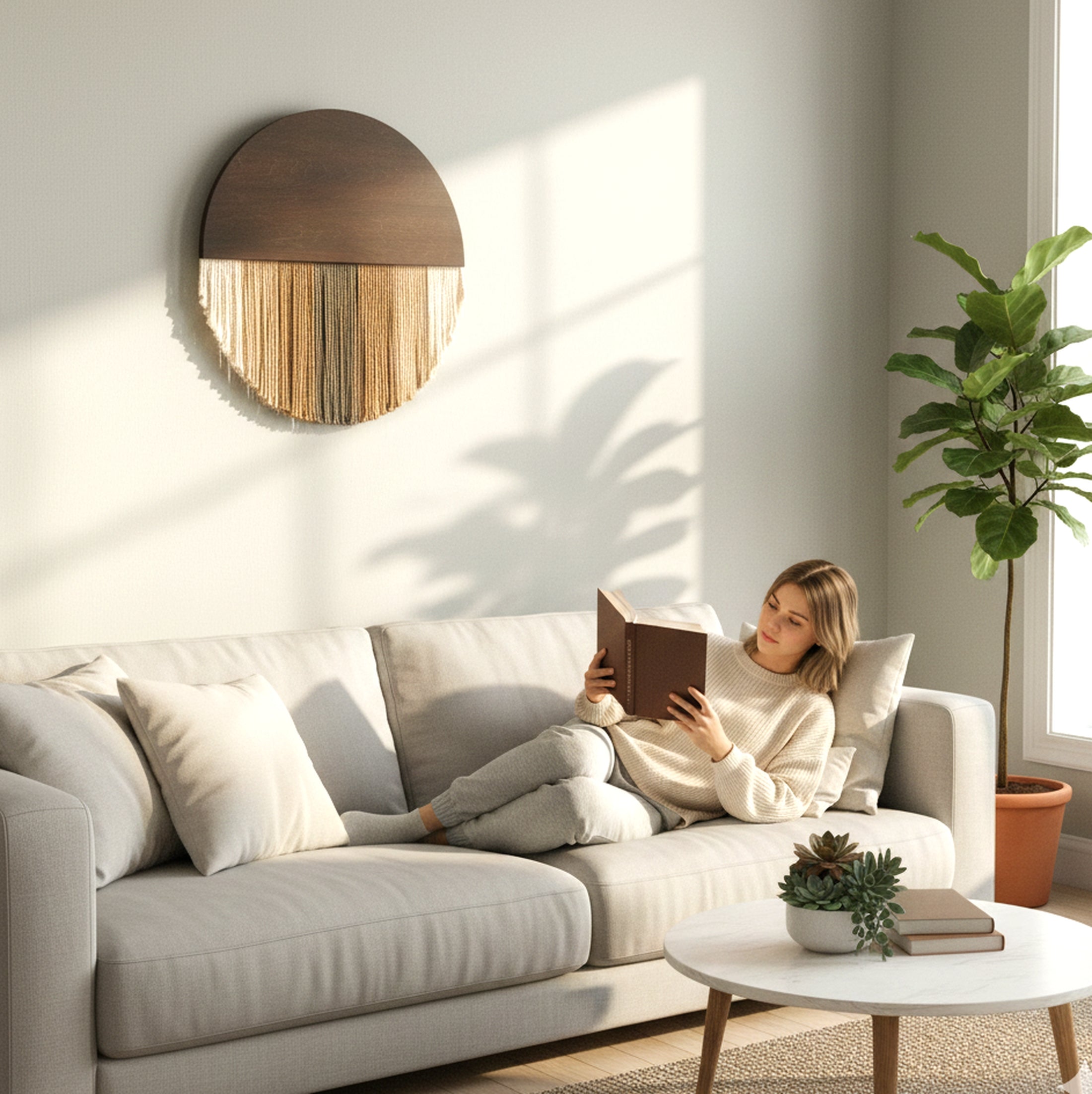 Lunar Memory Wall Hanging macrame wall hanging for boho wall art V07