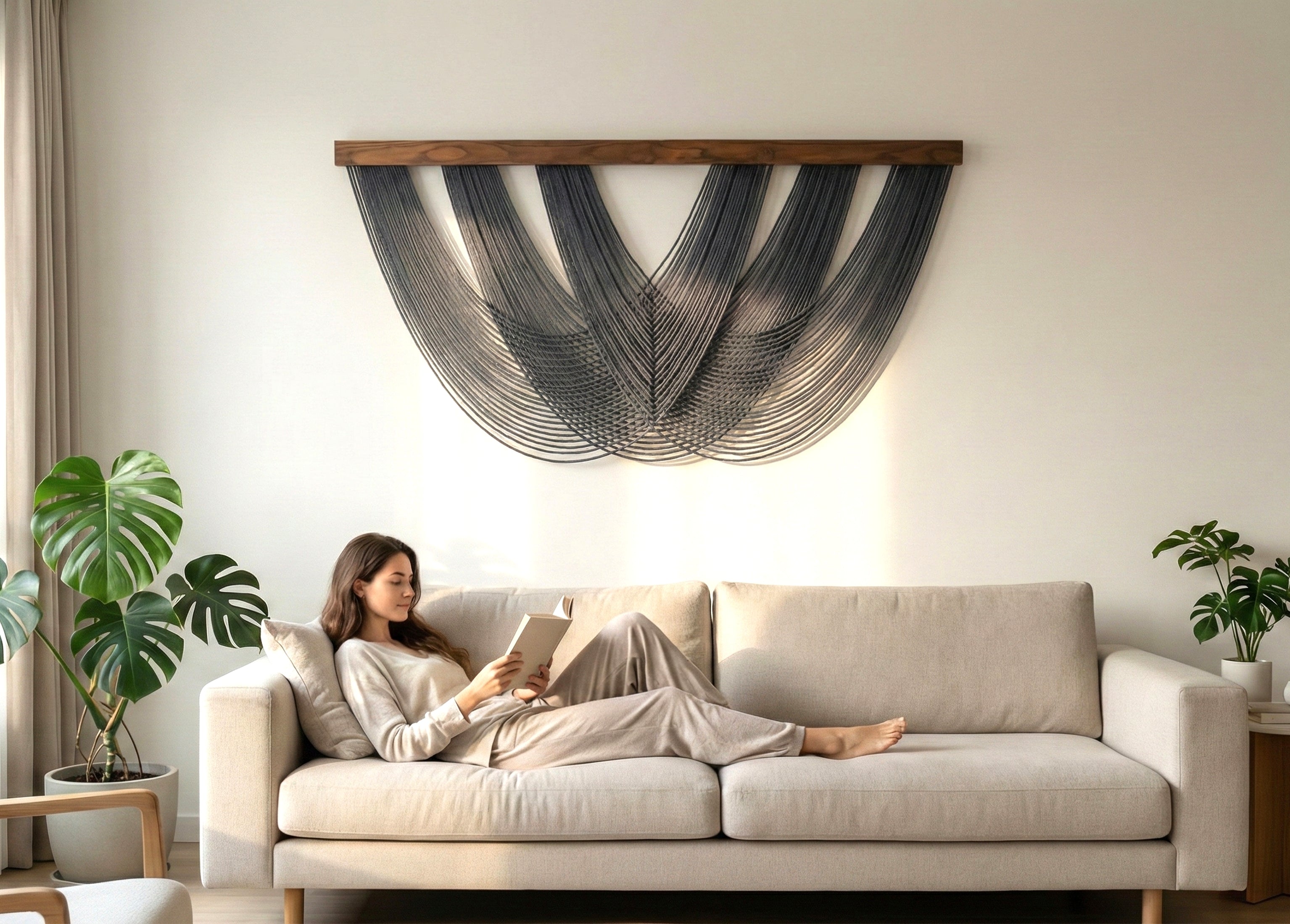 Soft Tangle Macrame Wall Art for Modern Home and Farmhouse V28