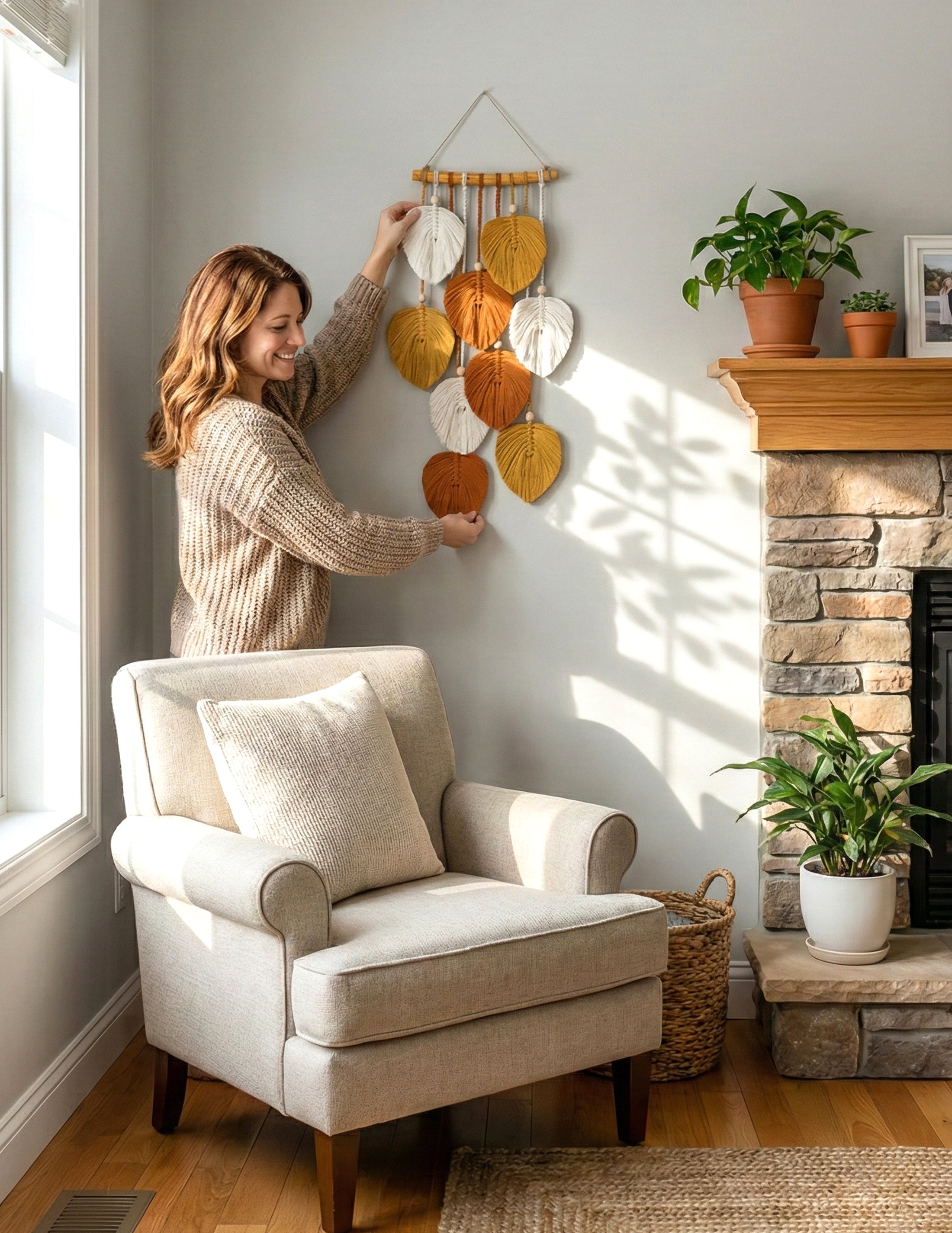 Macrame Leaf Wall Hanging macrame for Boho Wall Decor and Home Styling L40