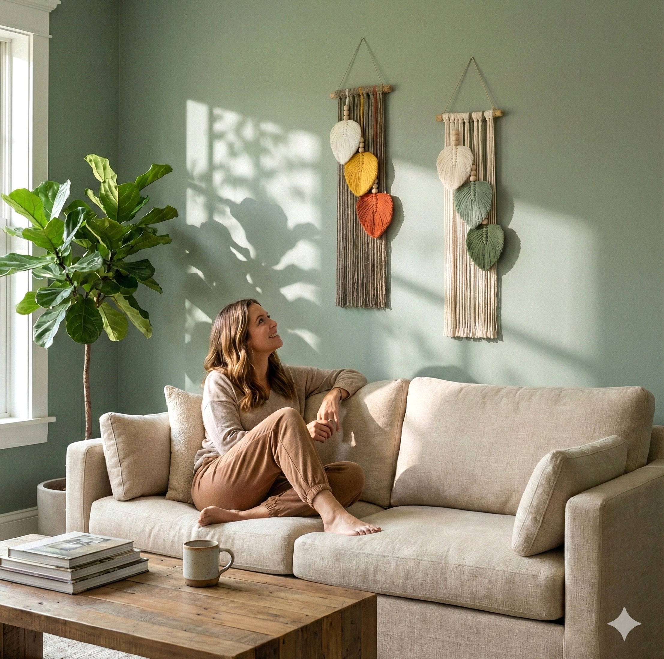 Three Leaves Wall Hanging – Macrame Leaf Decor for Boho V24