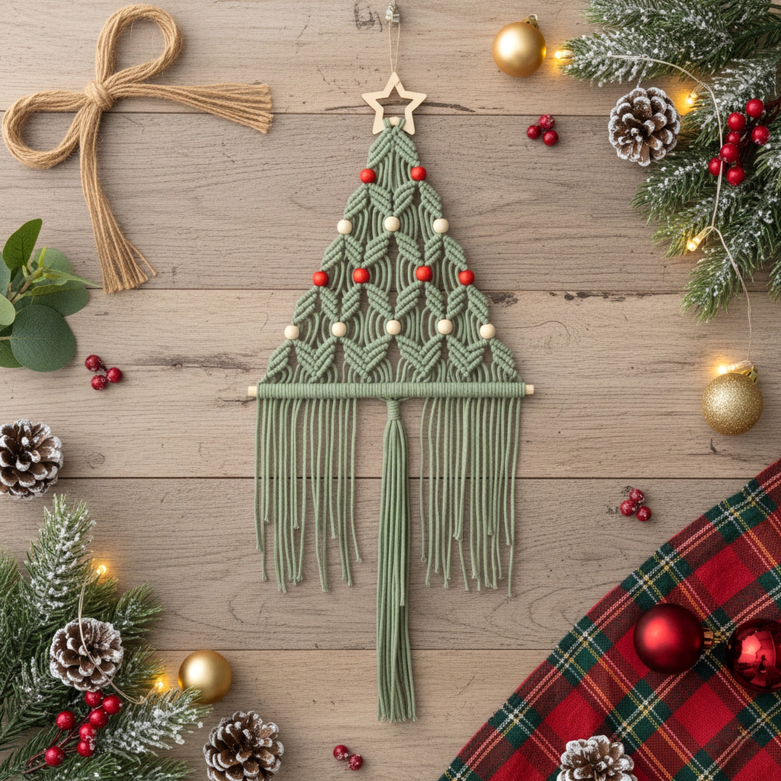 Macrame Christmas Tree Macrame for Christmas Wall Decor and Boho Style X64