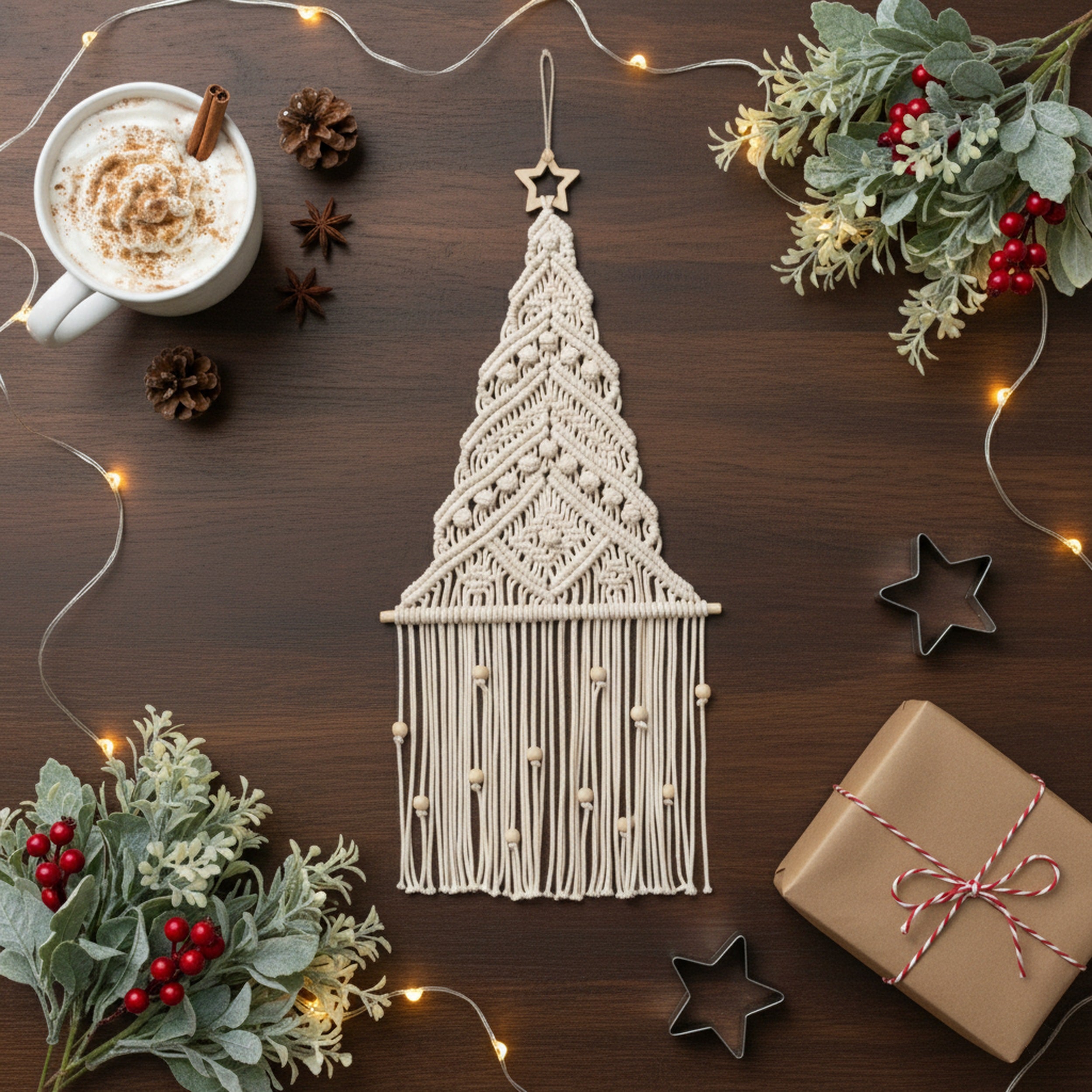 Macrame Christmas Tree Wall Hanging for Handmade Christmas Decor X47