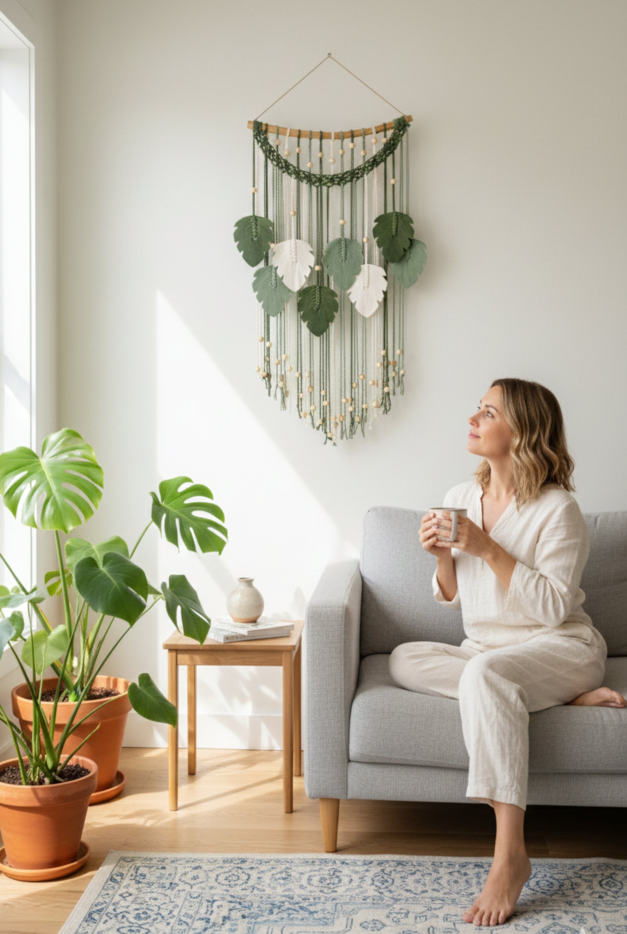 Macrame Wall Hanging Easy – Raindrop Leaf Decor L22