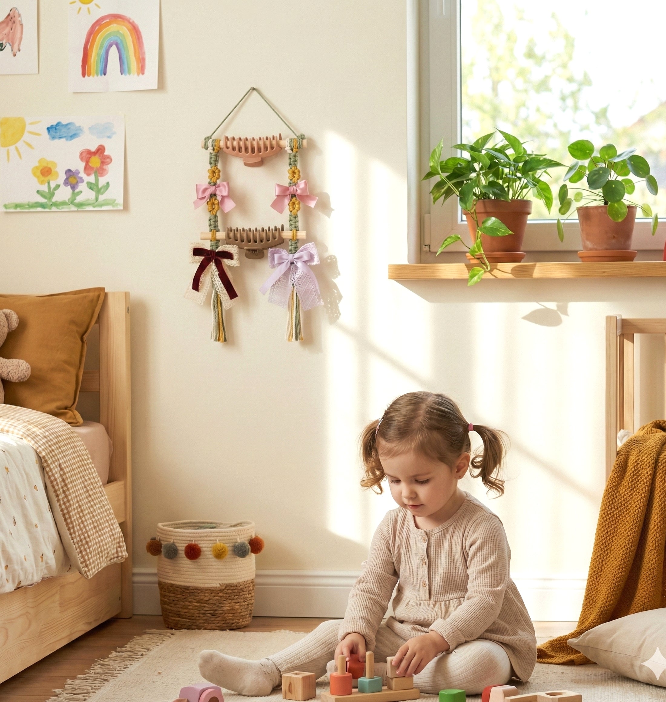 Macrame Hair Clip Holder macrame for Nursery Room Wall Art I90