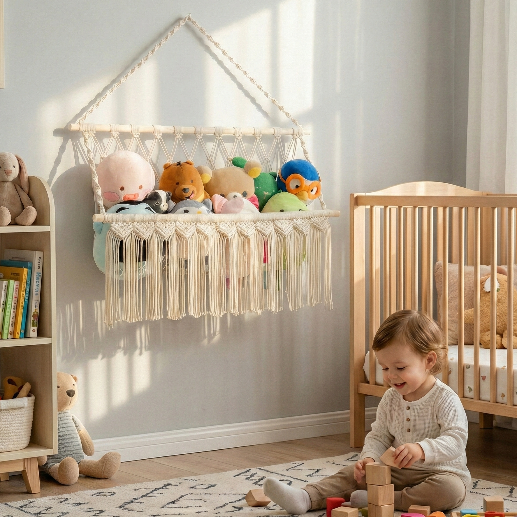 Macrame Toy Storage Hammock for Toy Hammock and Plush Net I65