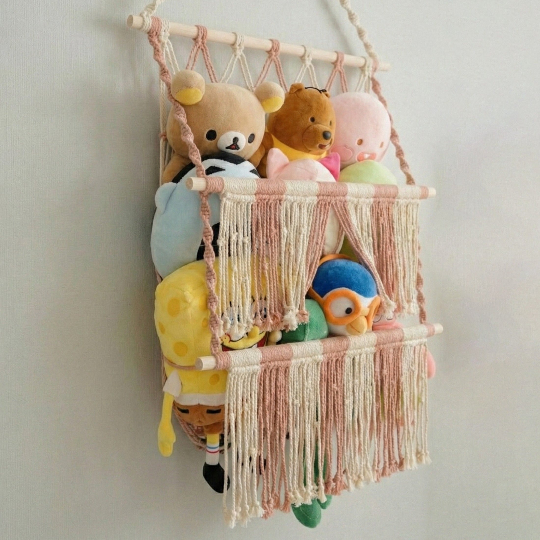 Macrame Toy Storage Hammock For Boho Nursery Storage H72