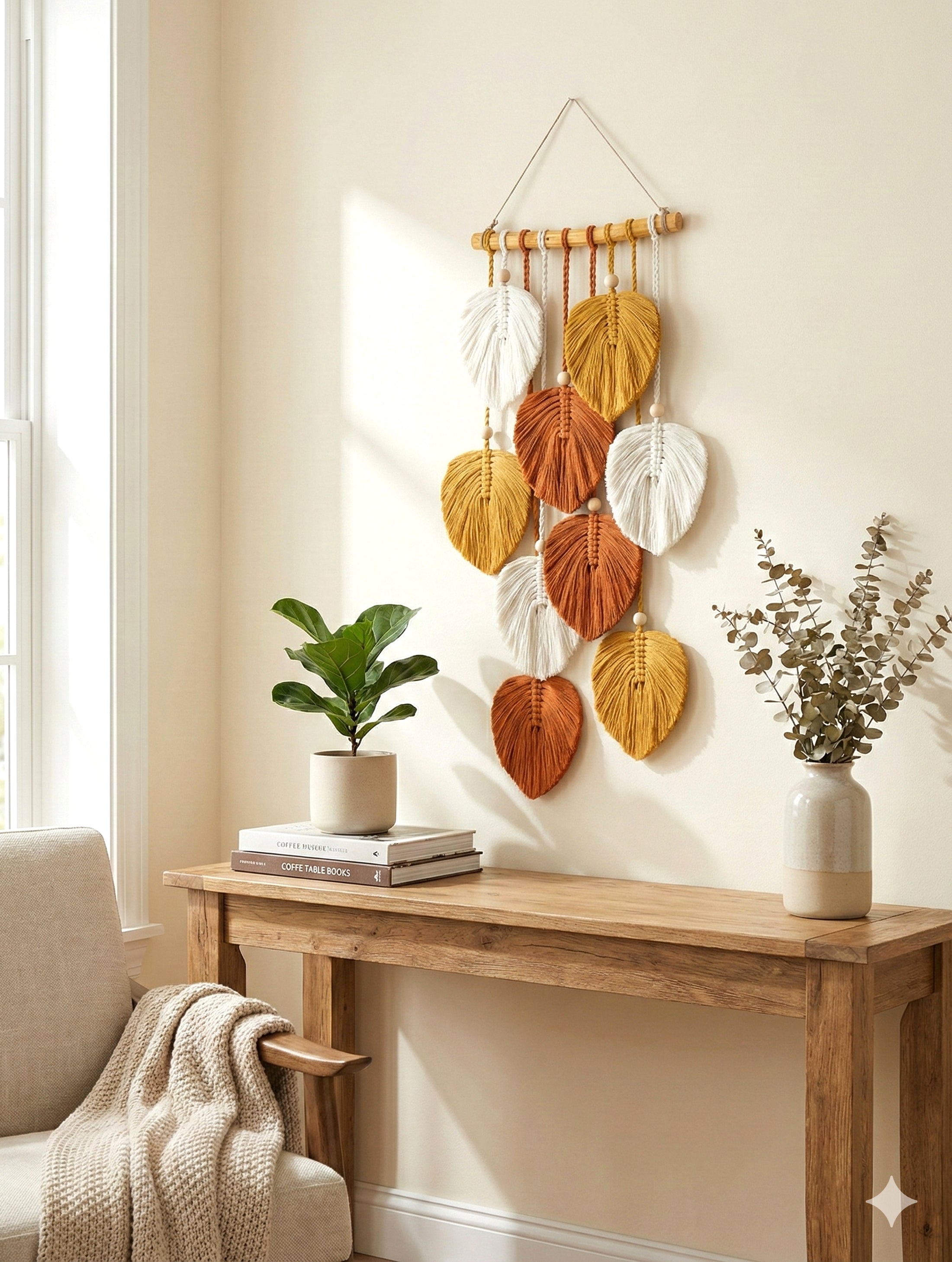 Boho Wall Decor - Cotton Macrame Leaf Wall Hanging L40
