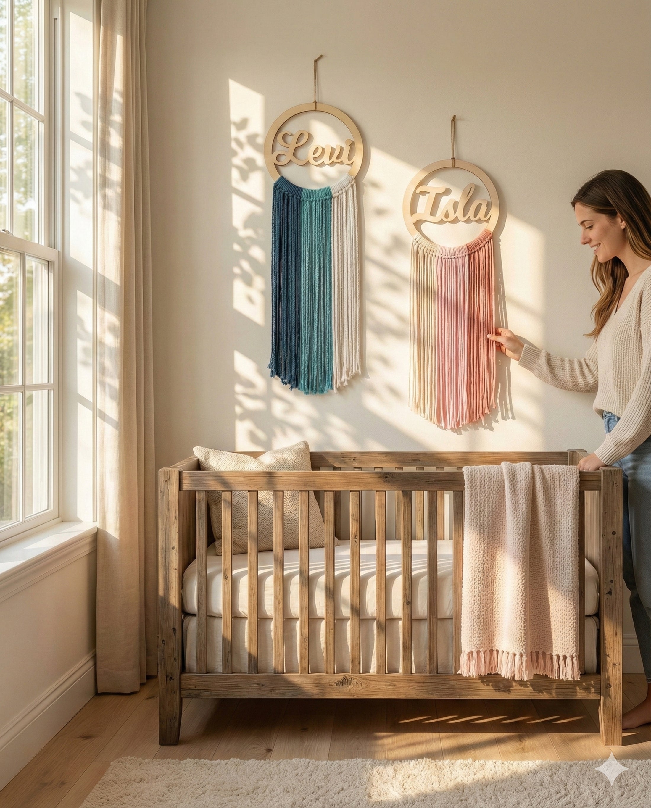 Personalized Name Sign Macrame Wall Hanging for Baby Room W08