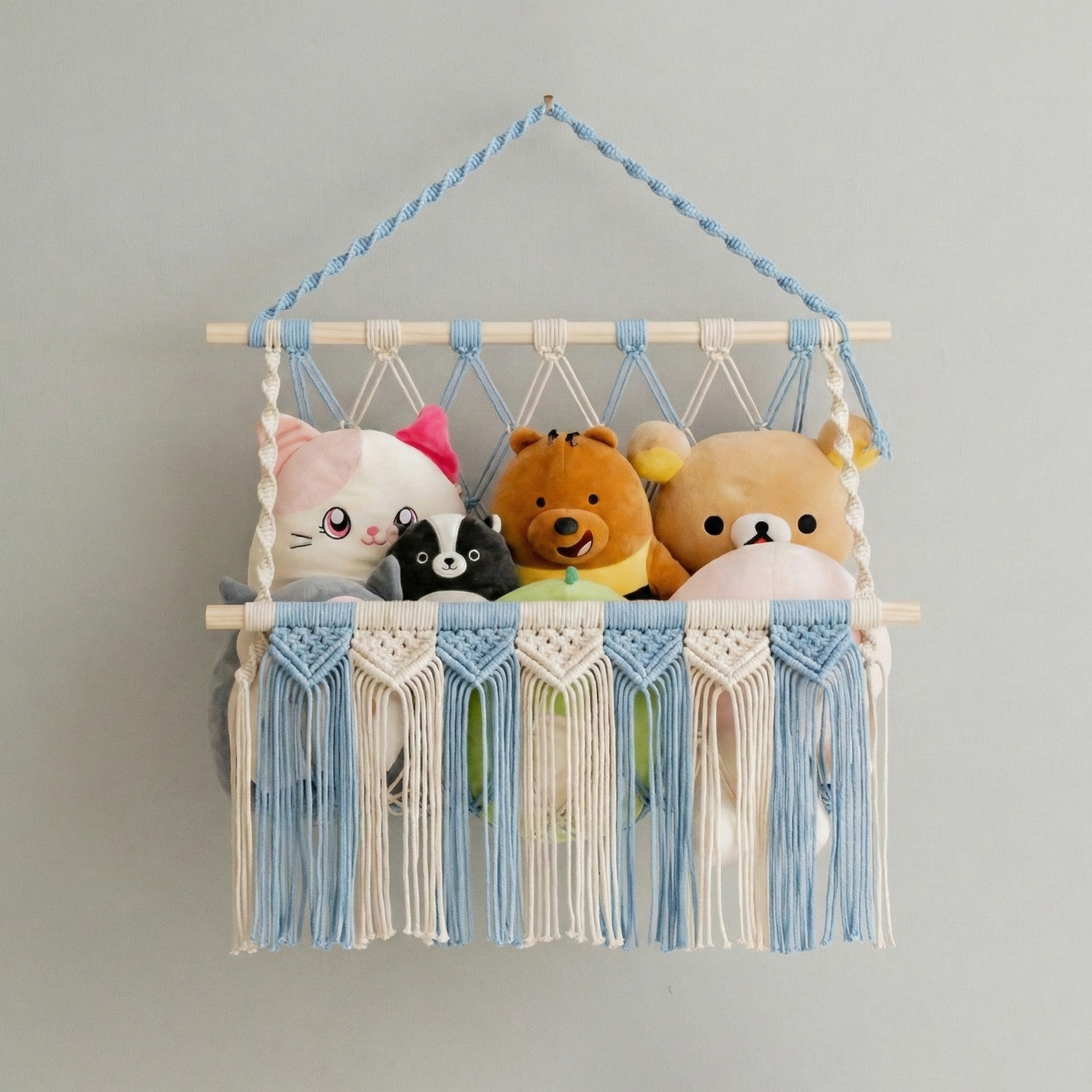Macrame Toy Hammock for Wall - Plush Storage & Nursery Decor I65