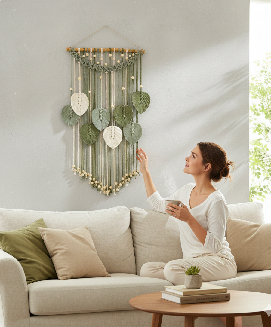 Macrame Raindrop Leaves macrame for boho macrame wall decor L22