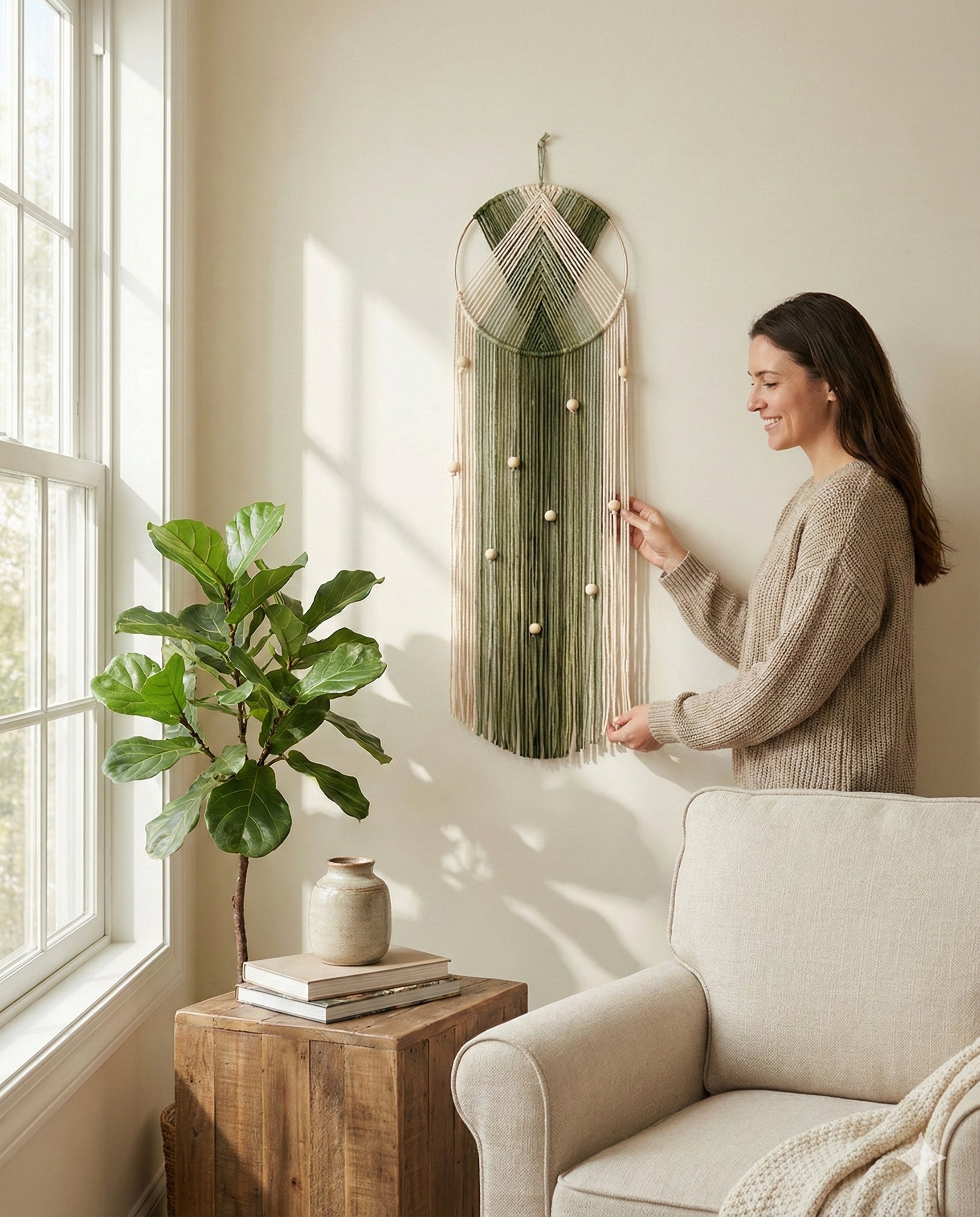 Boho Macrame Wall Hanging – Cotton Dreamcatcher Wall Decor Handmade V51