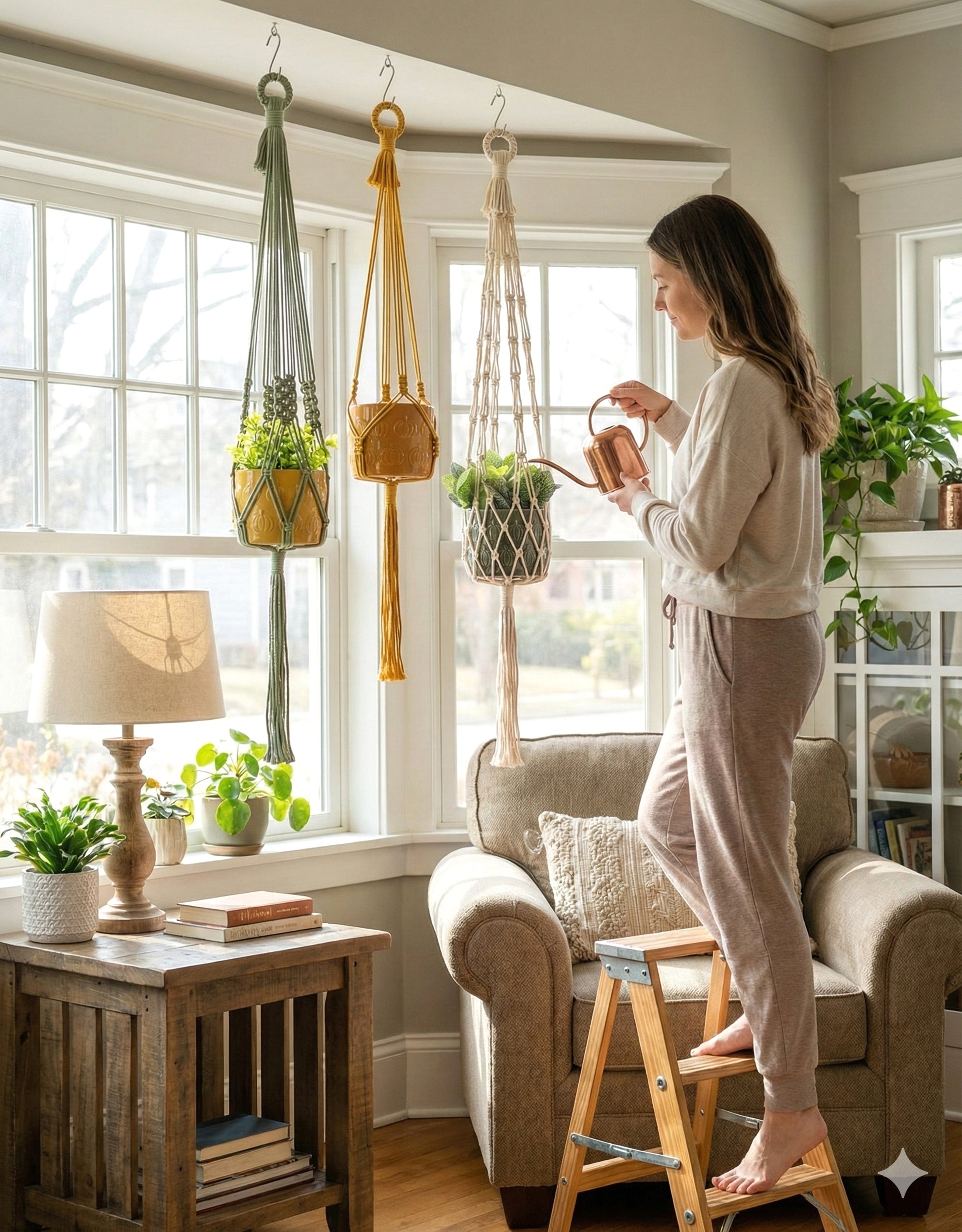 Macrame Plant Hanger – Minimalist Cotton Pot Holder I15