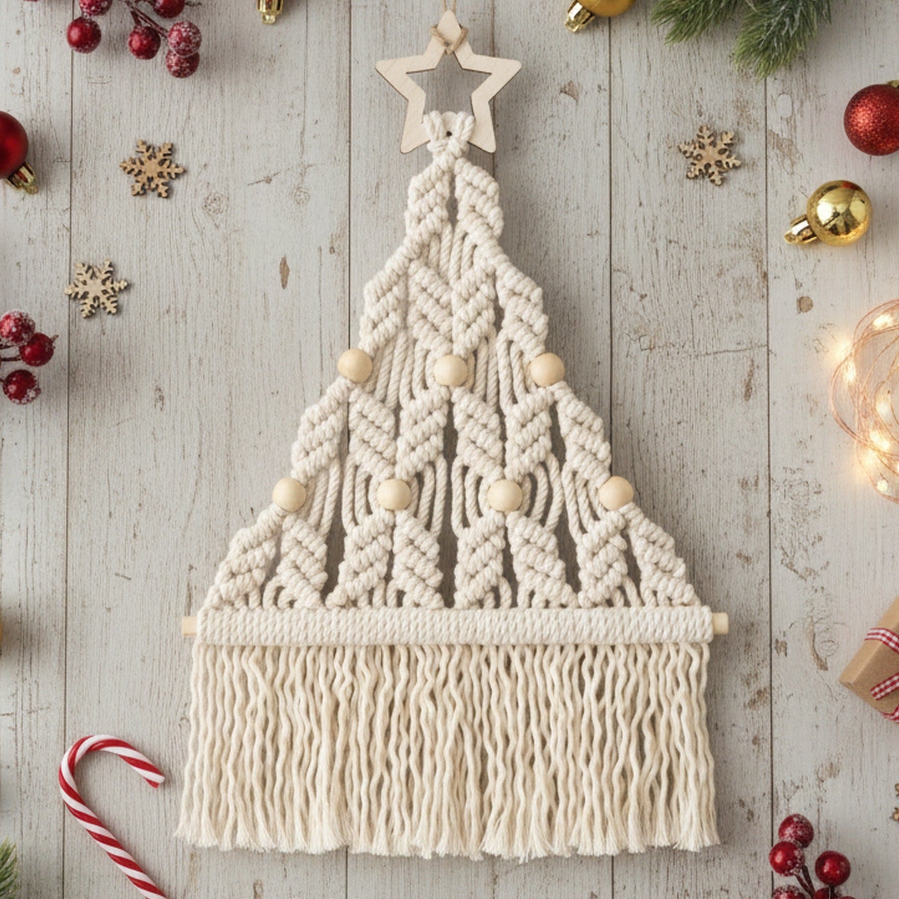 Macrame Christmas Tree Wall Hanging for Christmas Wall Decor X08