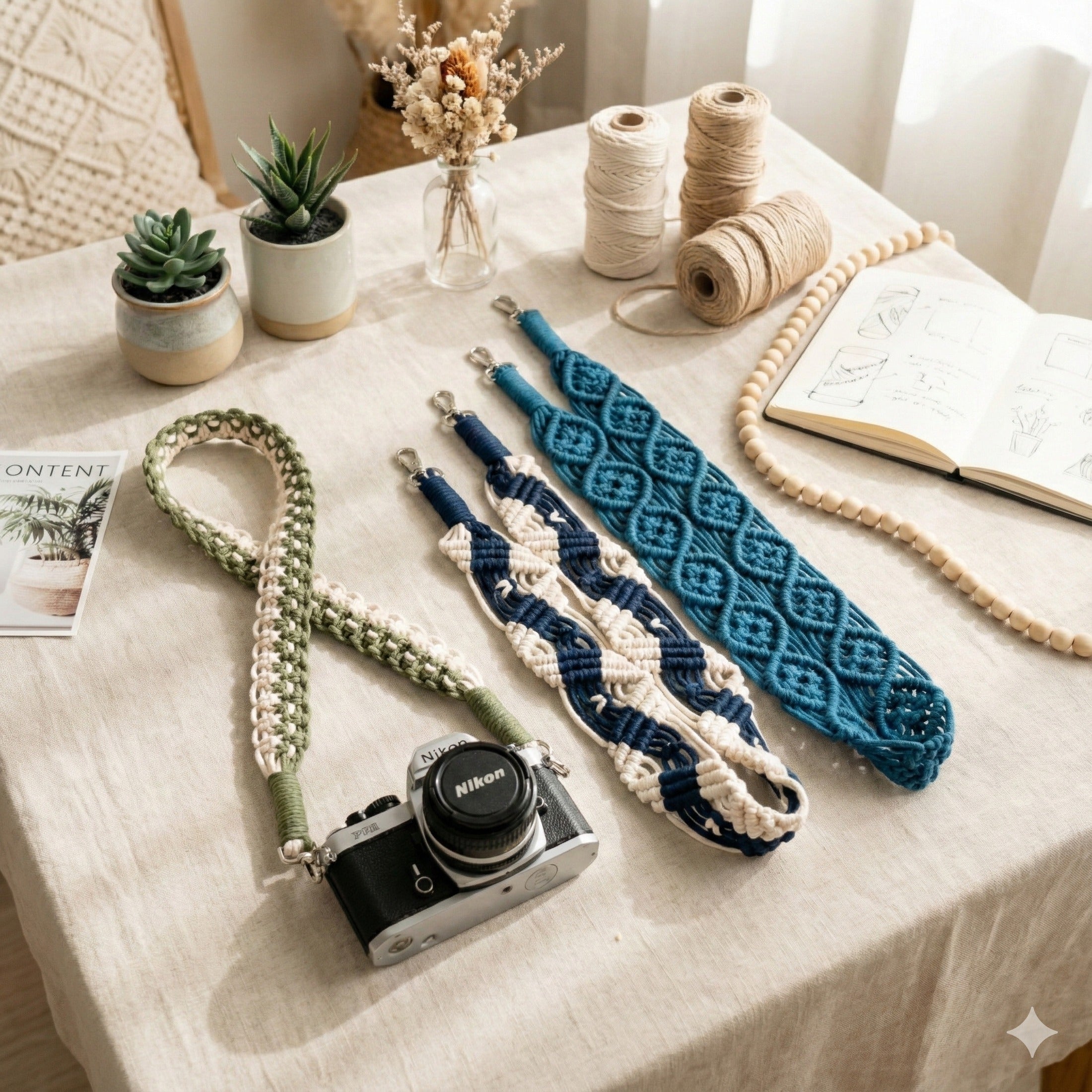 Macrame Camera Strap and Bag Strap for Boho and Minimalist Style H29